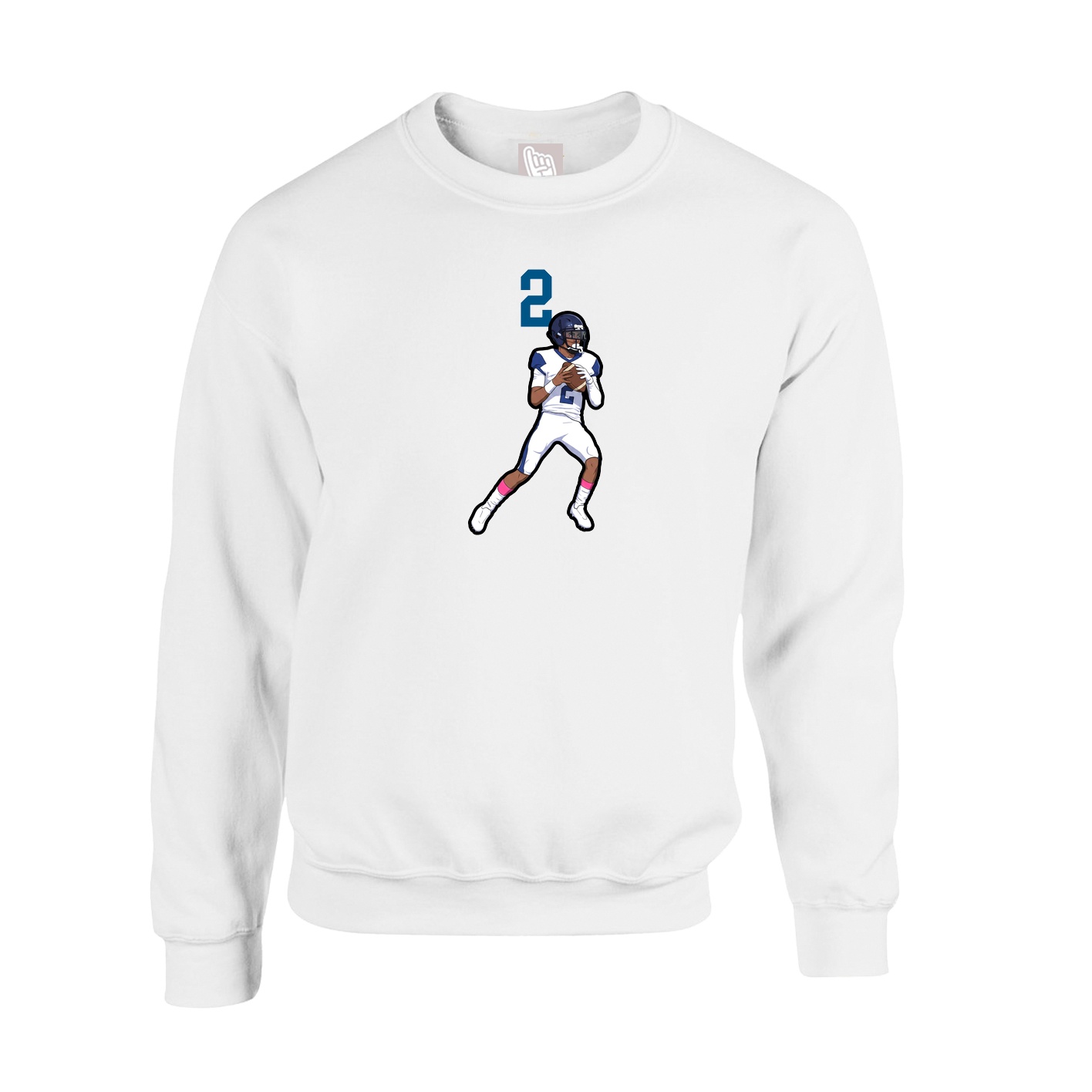 Fleece Crew — Number Top in White
