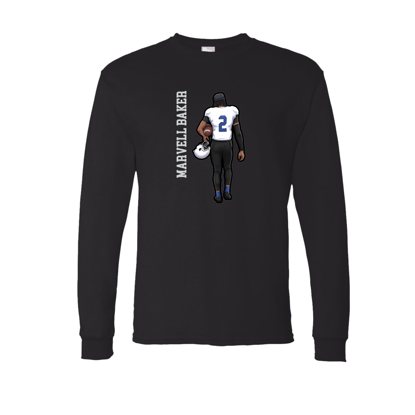 Long Sleeve Tee — Name Vertical in Black
