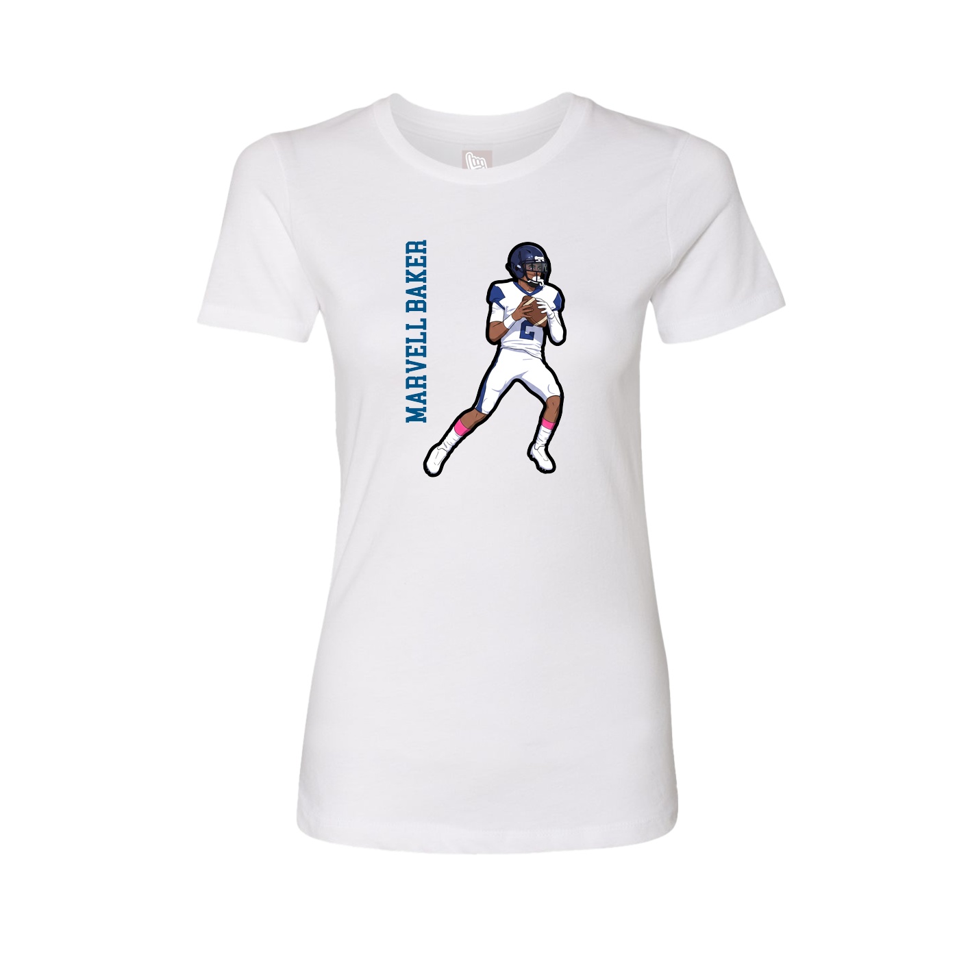 Fitted Women's Tee — Name Vertical in White