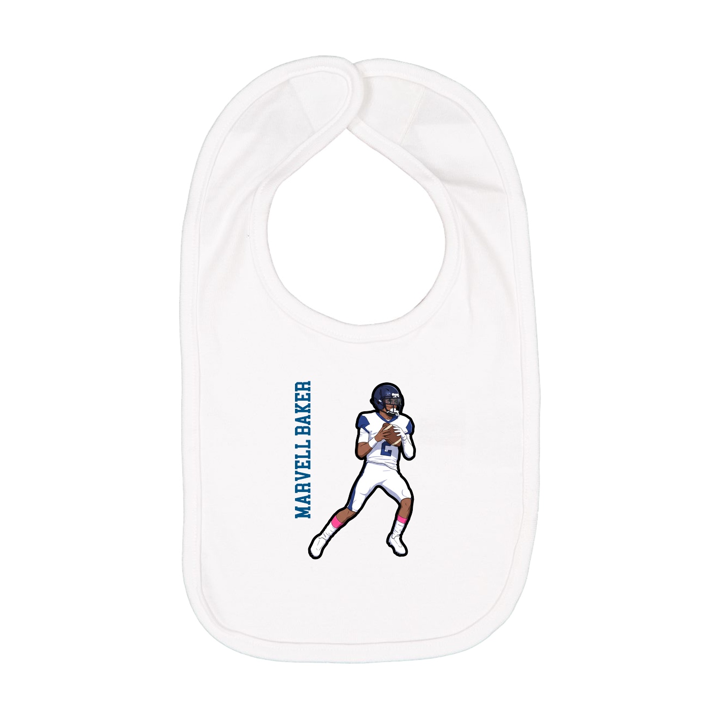 Infant Bib — Name Vertical in White