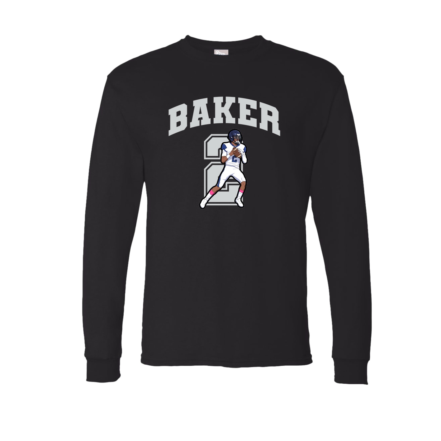 Long Sleeve Tee — Number in Black