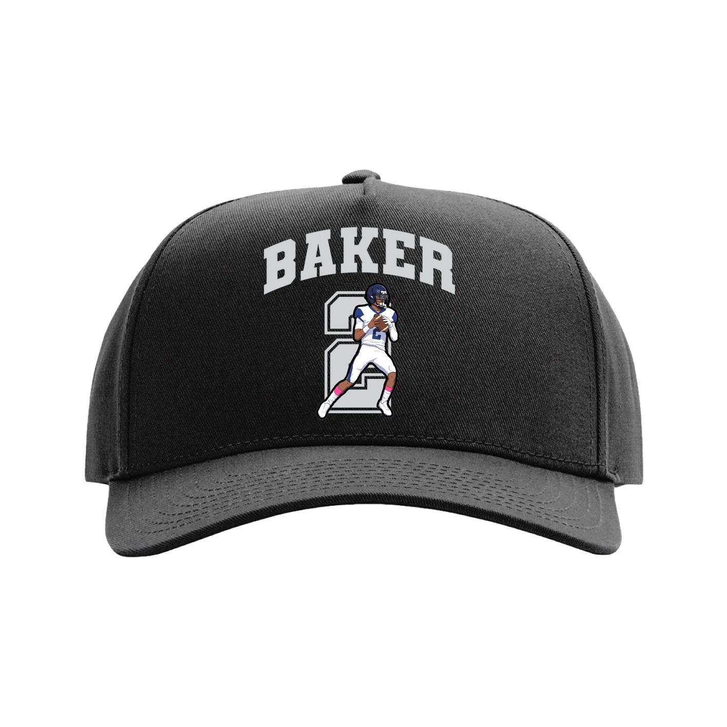 Full Fabric Five-Panel Champ Cap — Number in Black