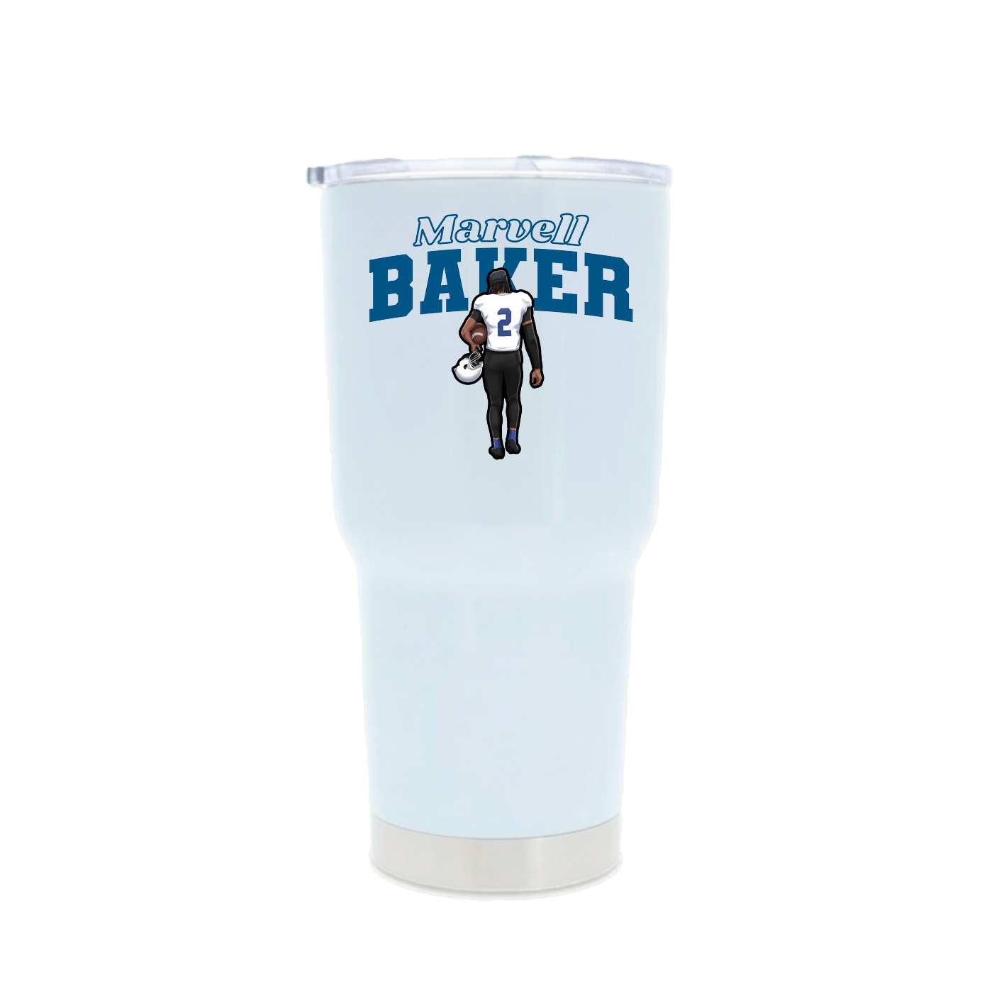 30oz Stainless Steel Tumbler — Name Arch in White