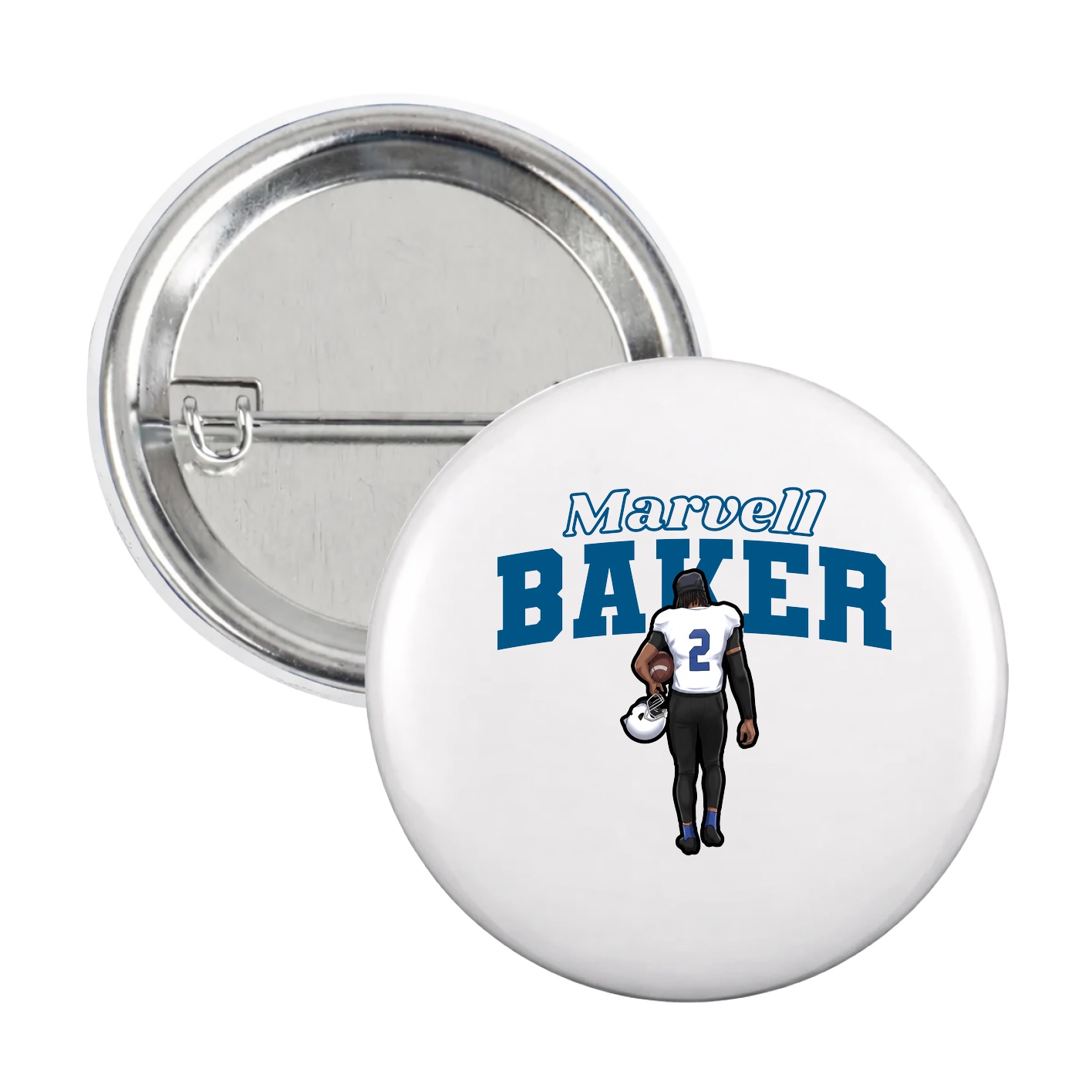 Game Day Button — Name Arch in White