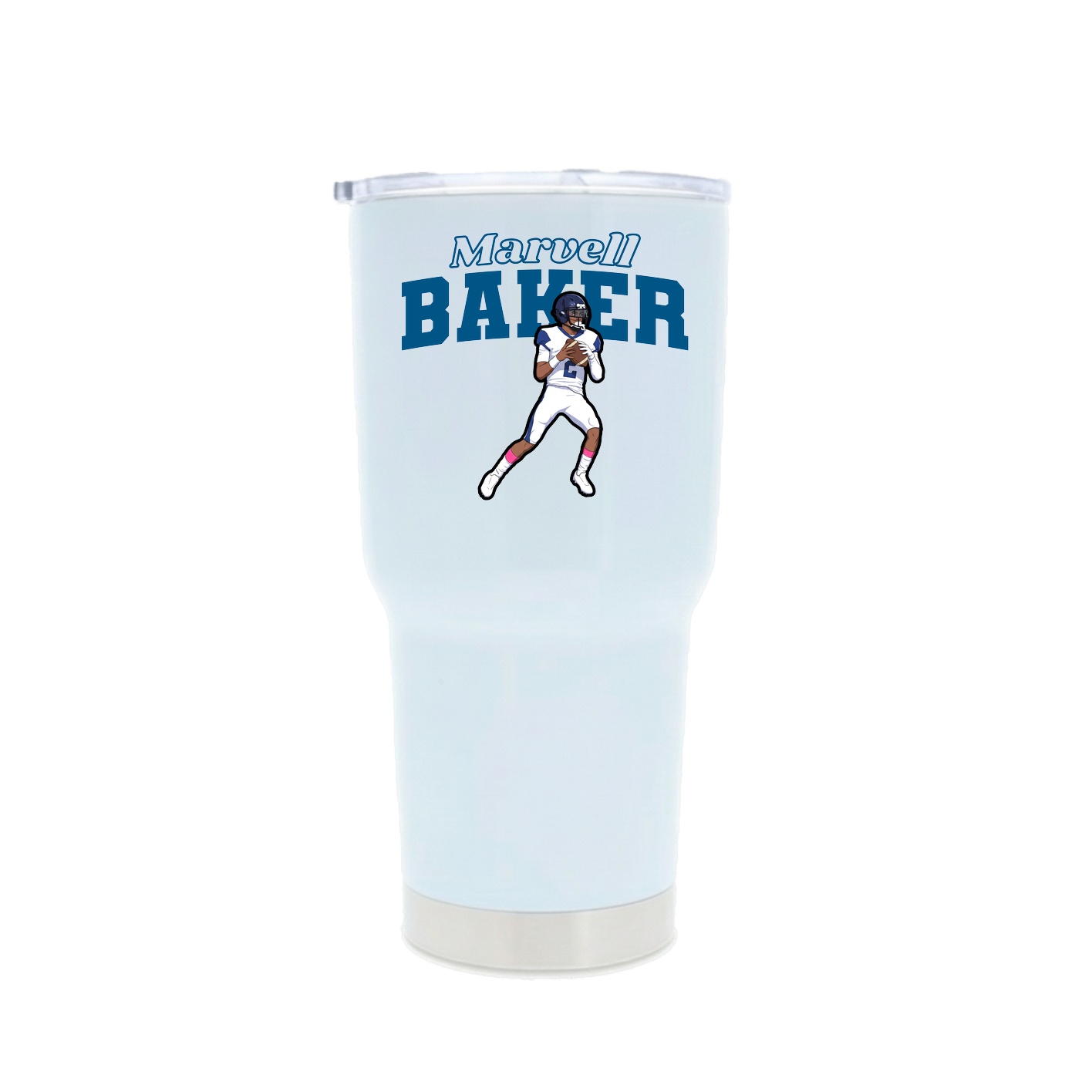 30oz Stainless Steel Tumbler — Name Arch in White