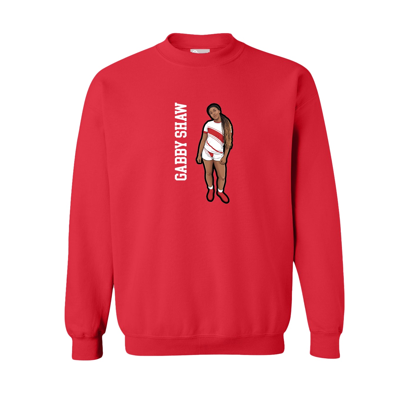 Fleece Crew — Name Vertical in Red