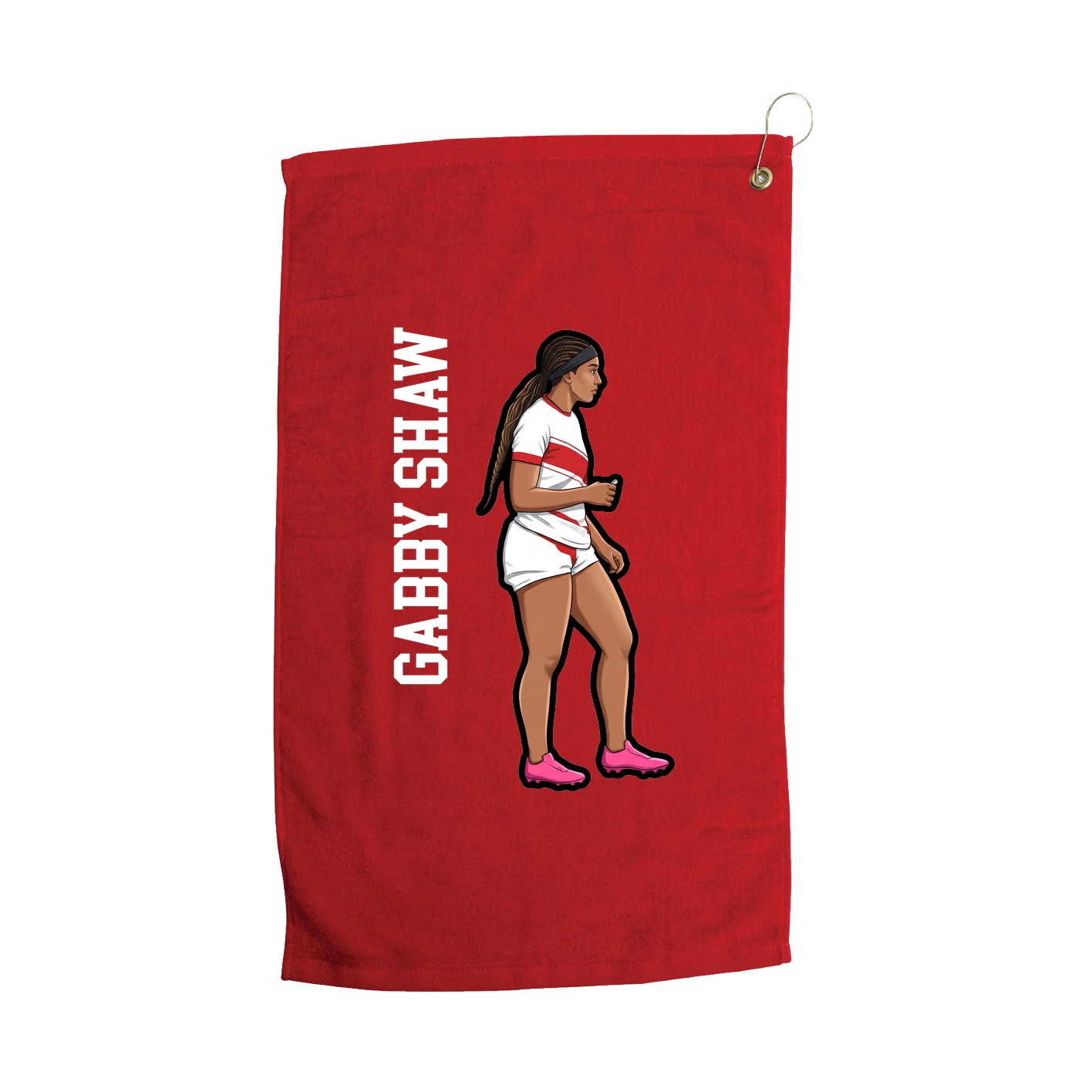 Golf Towel — Name Vertical in Red