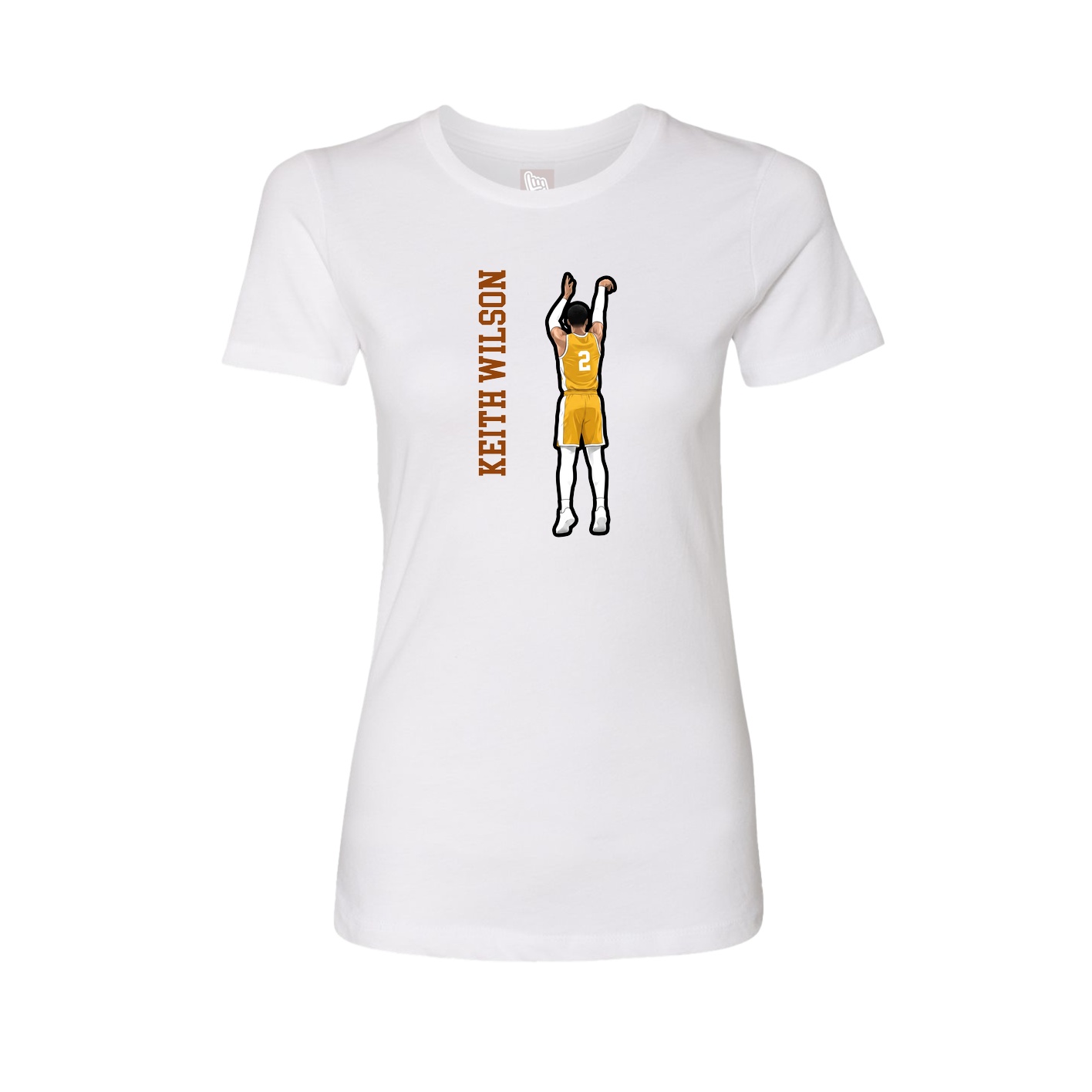 Fitted Women's Tee — Name Vertical in White