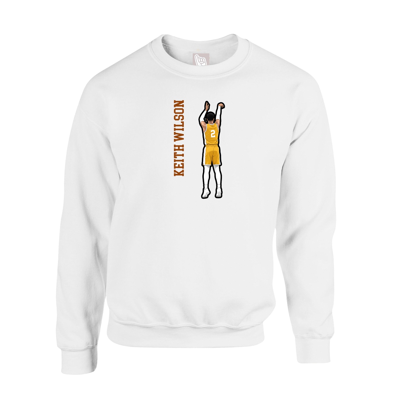 Fleece Crew — Name Vertical in White