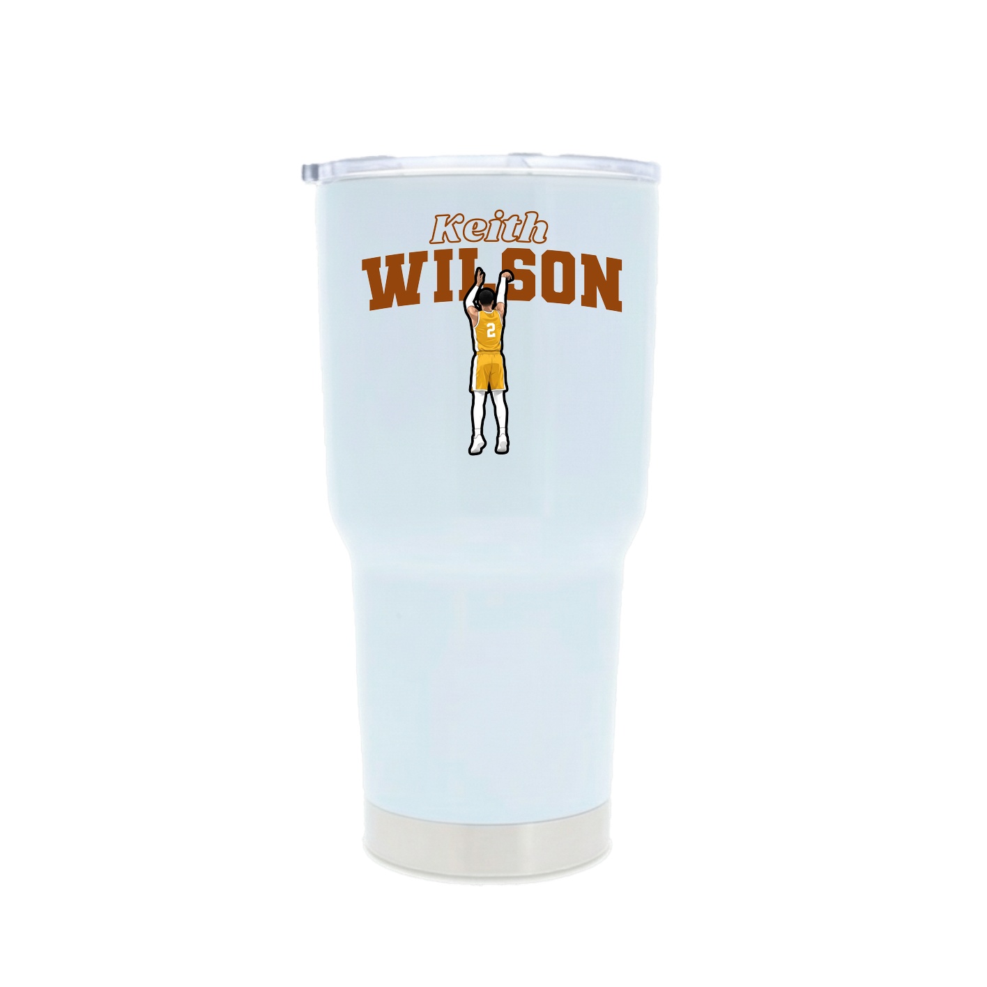 30oz Stainless Steel Tumbler — Name Arch in White