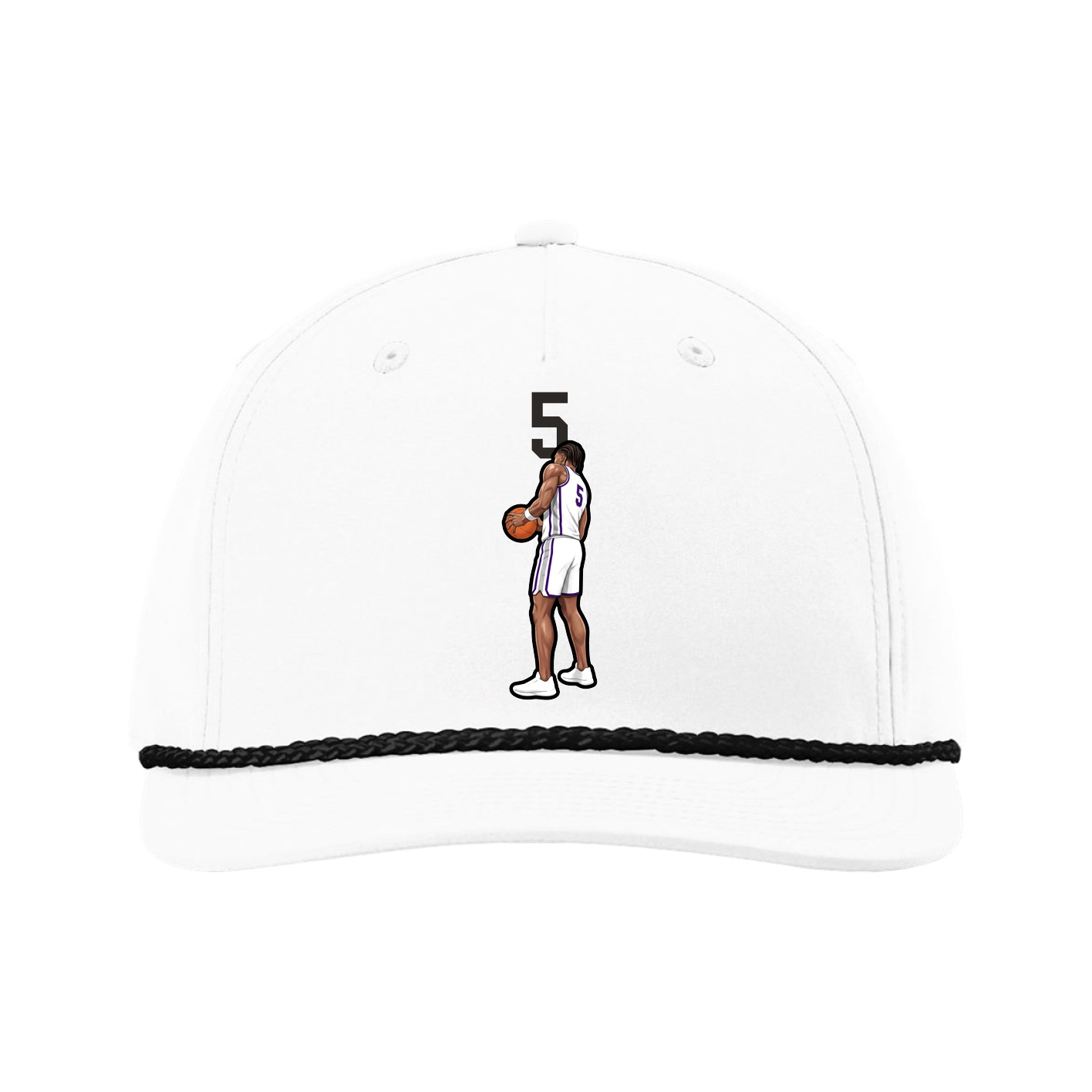 Five-Panel Classic Rope Cap — Number Top in White