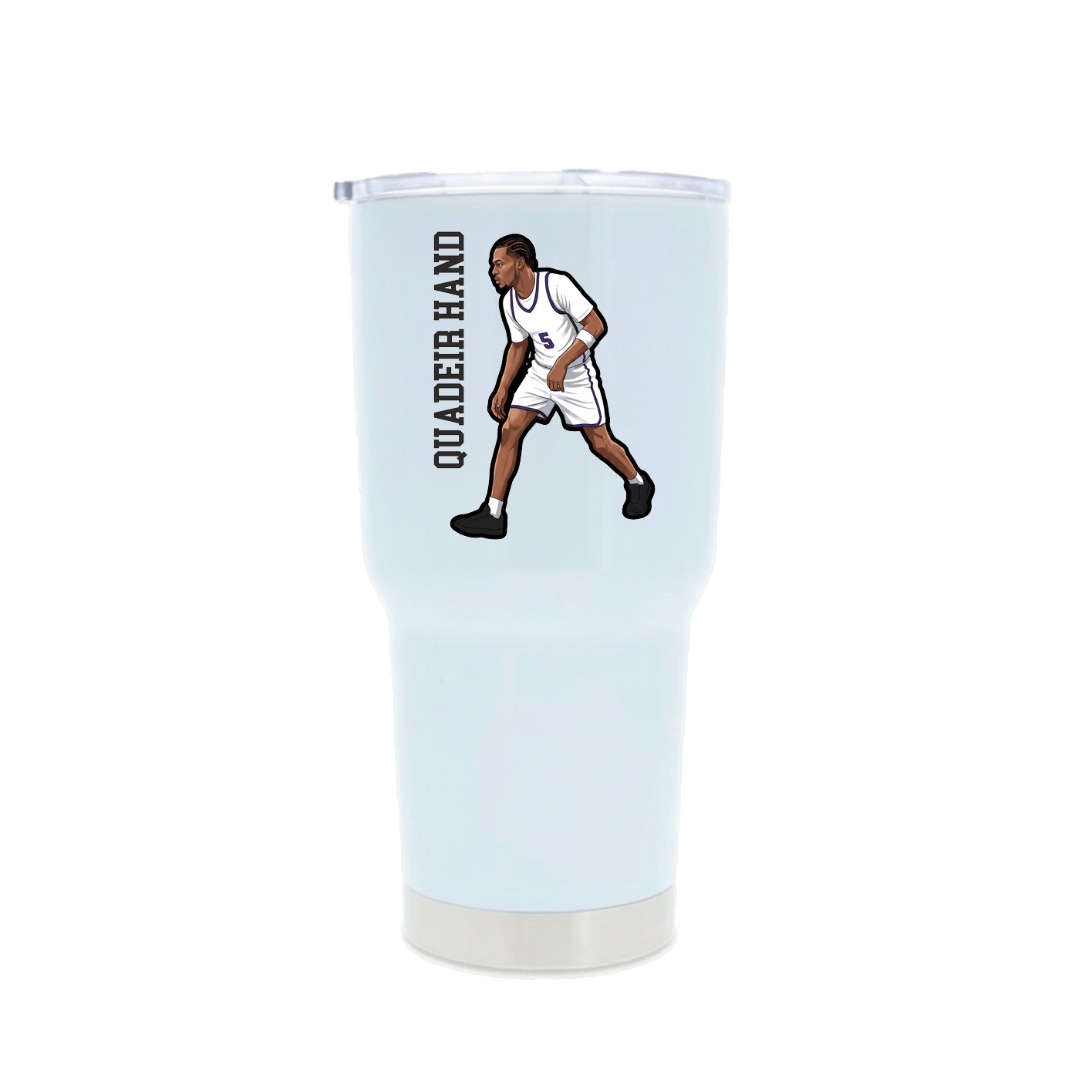 30oz Stainless Steel Tumbler — Name Vertical in White