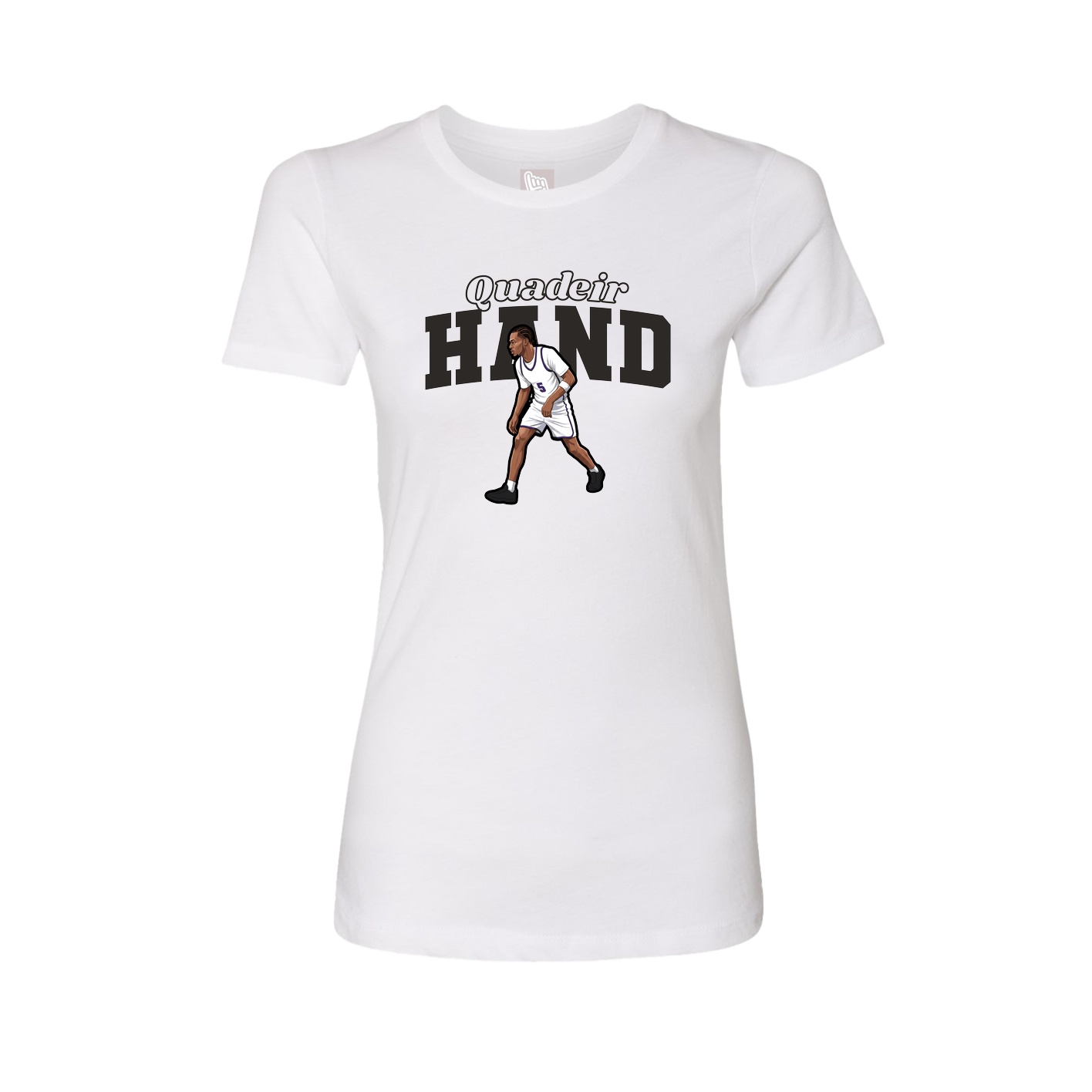 Fitted Women's Tee — Name Arch in White