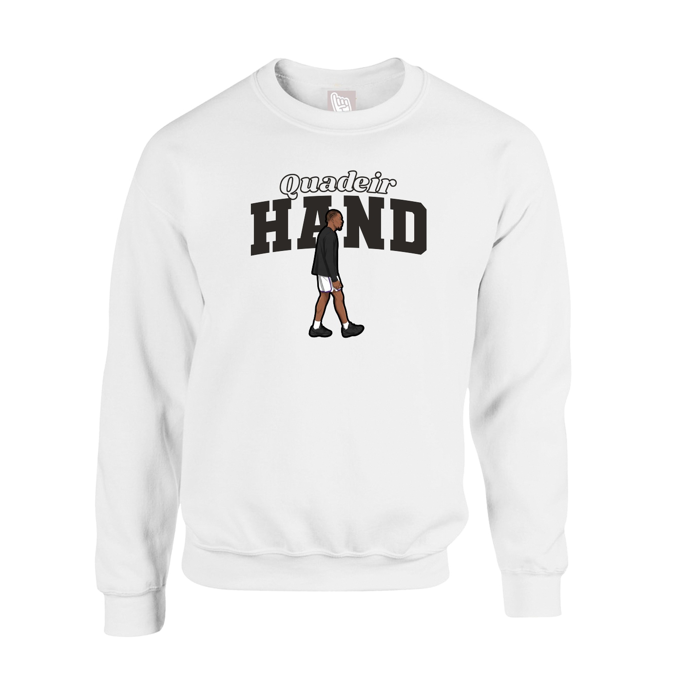 Fleece Crew — Name Arch in White