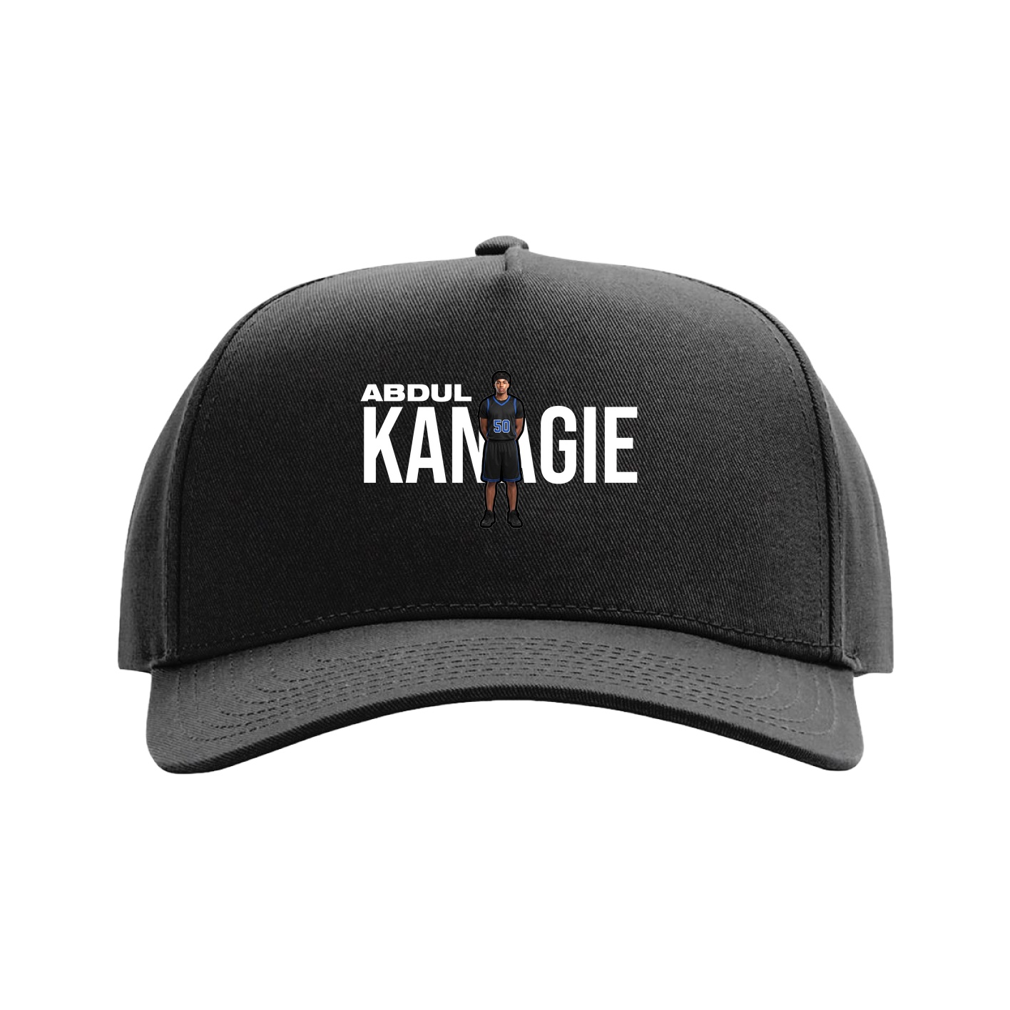 Full Fabric Five-Panel Champ Cap — Player Name in Black