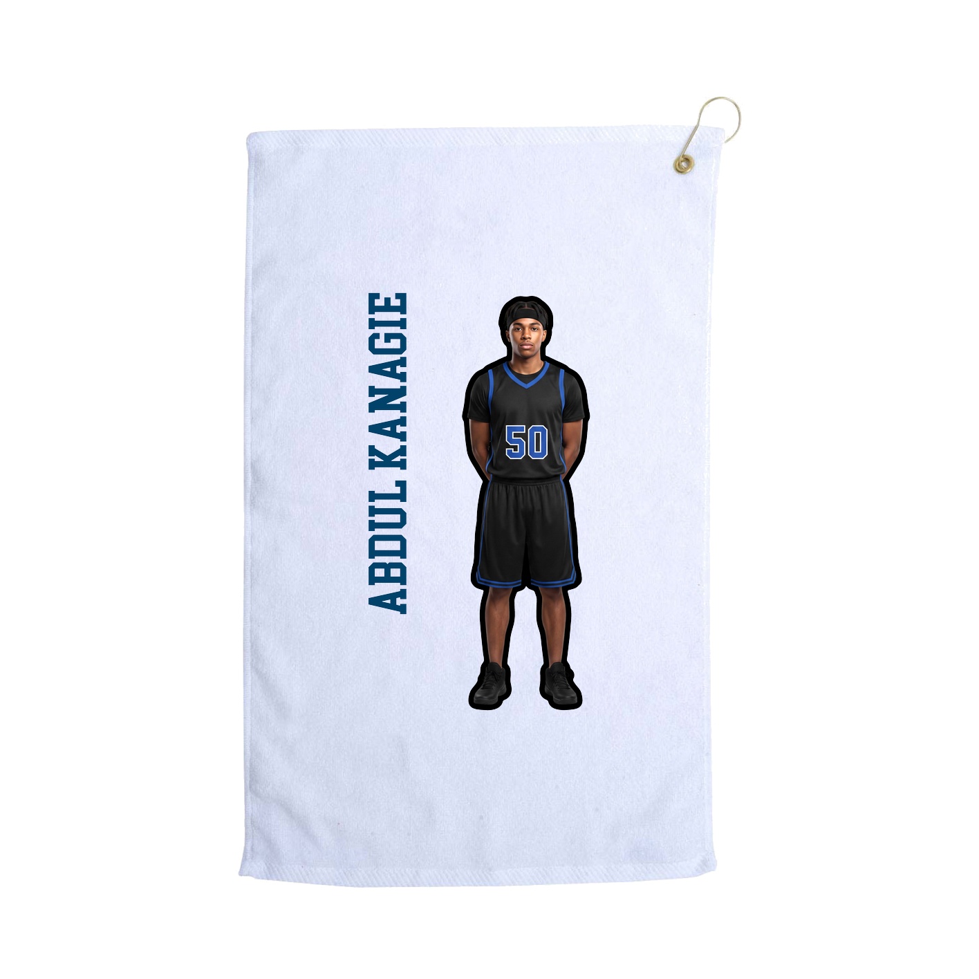Golf Towel — Name Vertical in White
