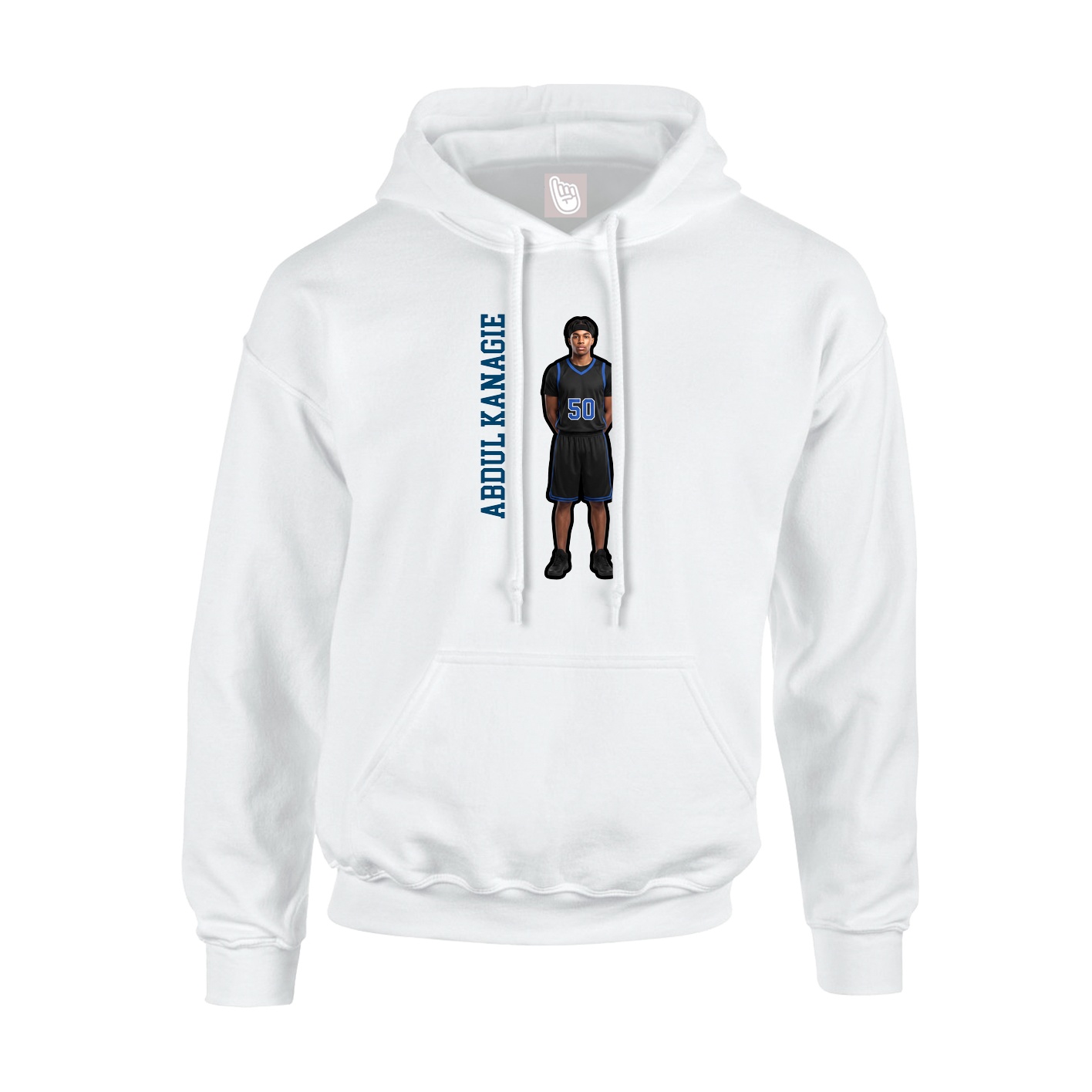 Youth Hoodie — Name Vertical in White