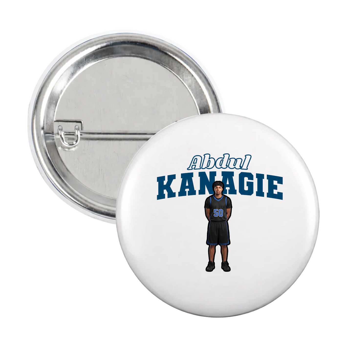 Game Day Button — Name Arch in White