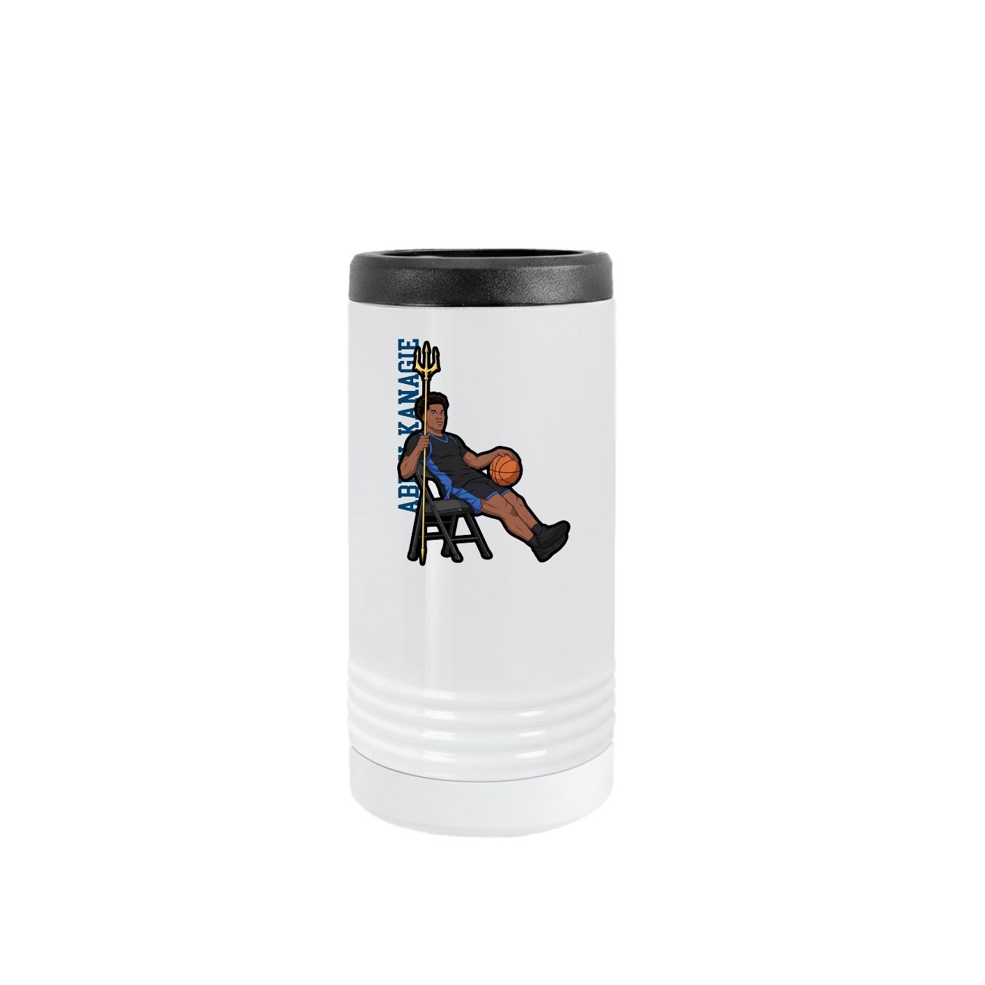 Slim Beverage Holder — Name Vertical in White