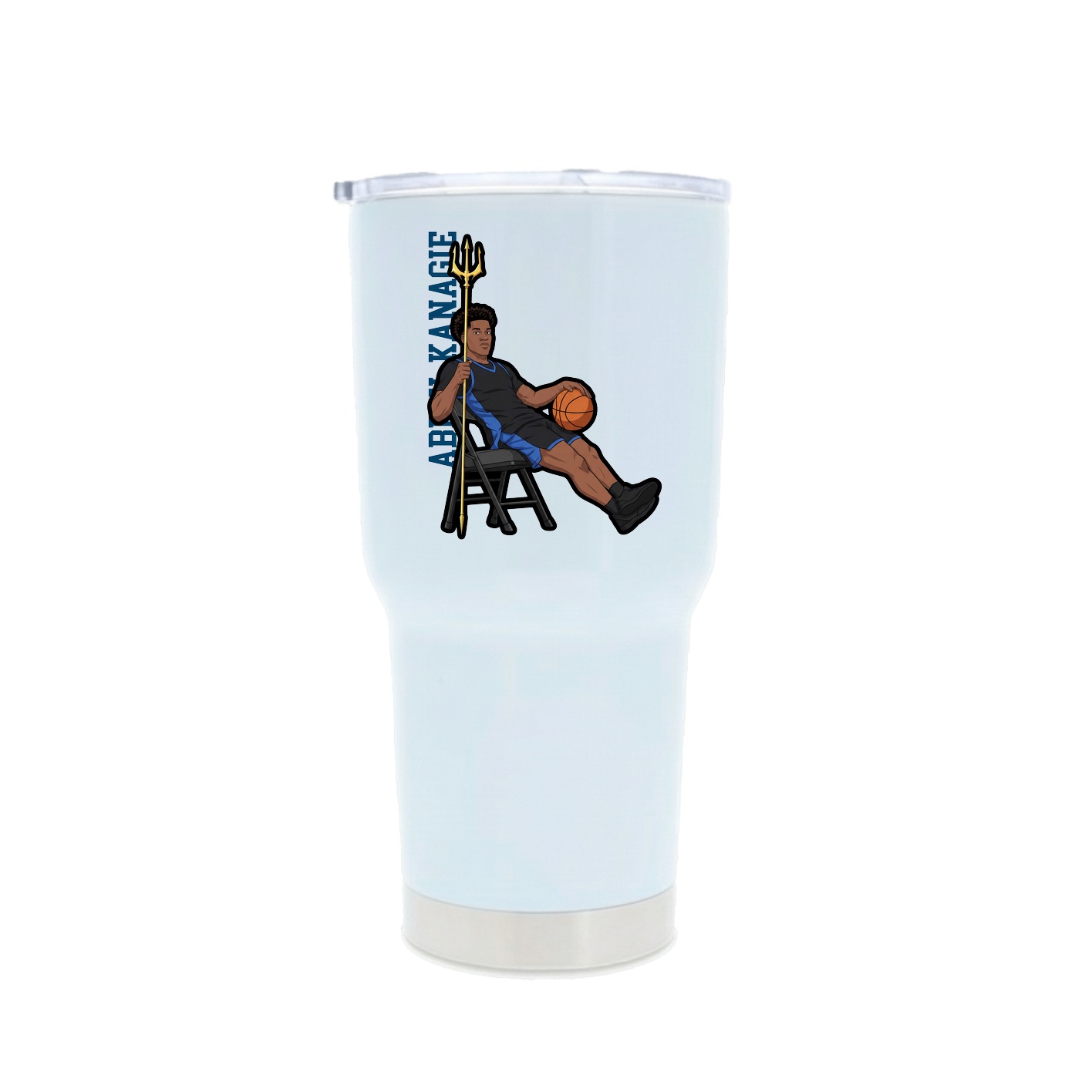 30oz Stainless Steel Tumbler — Name Vertical in White