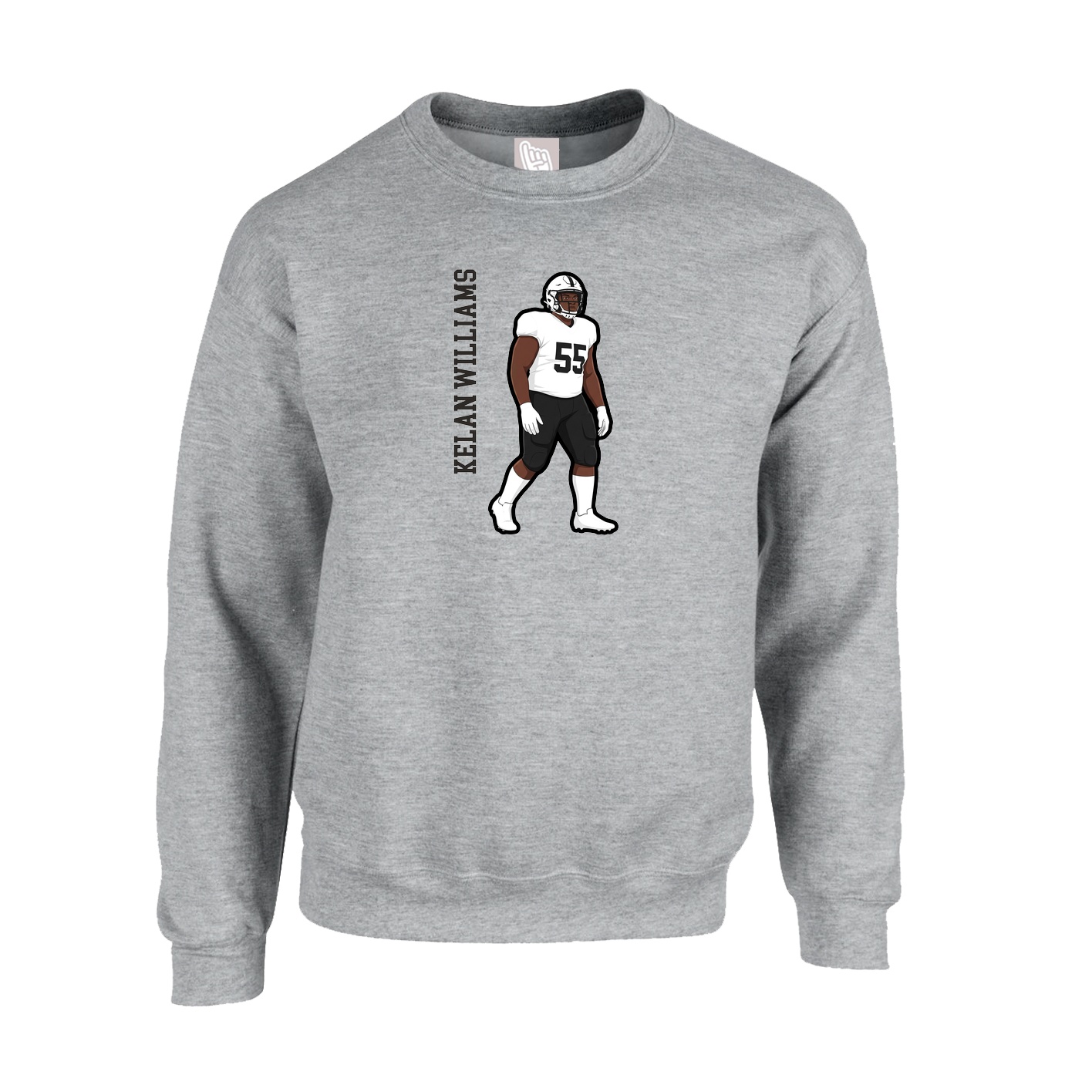 Fleece Crew — Name Vertical in Grey