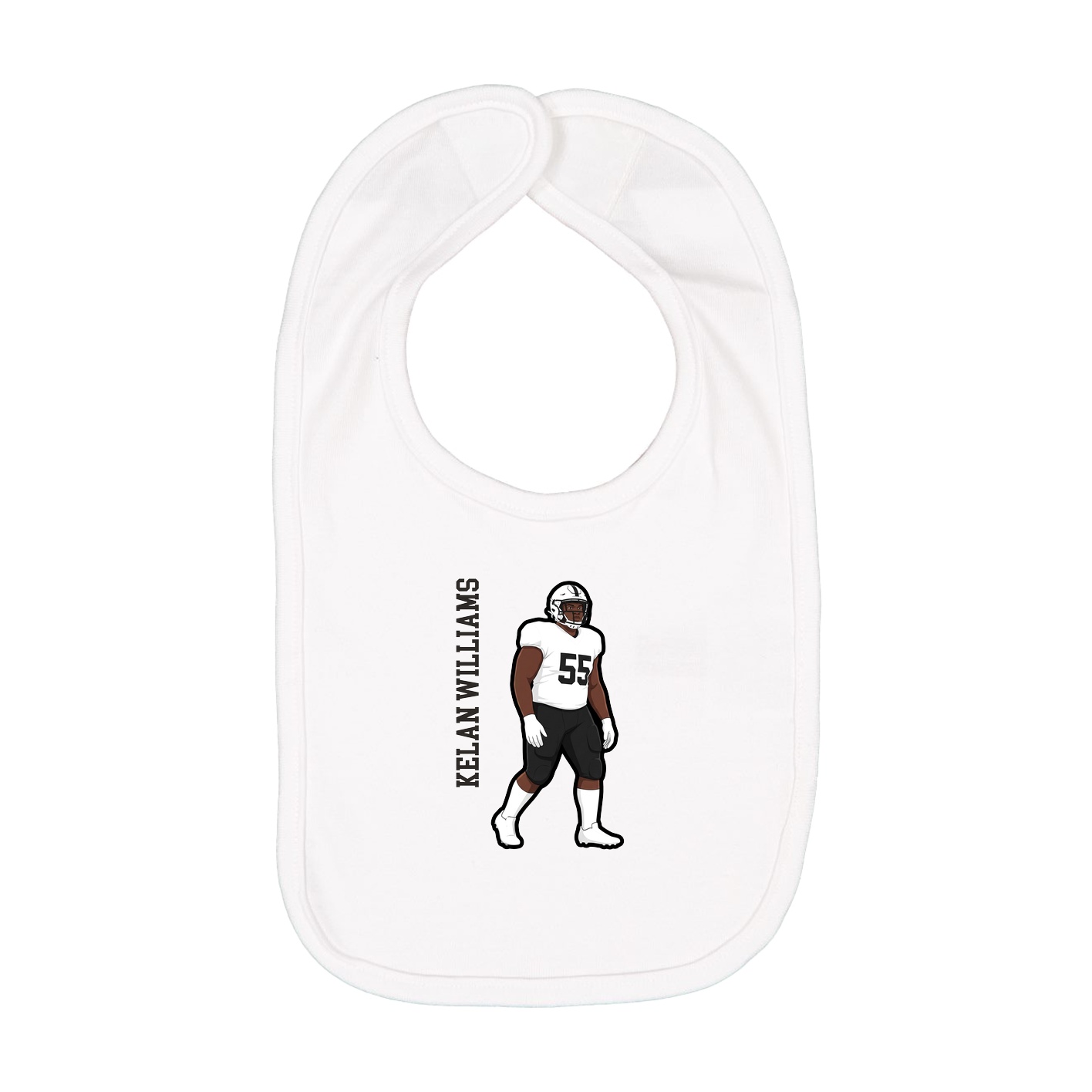 Infant Bib — Name Vertical in White