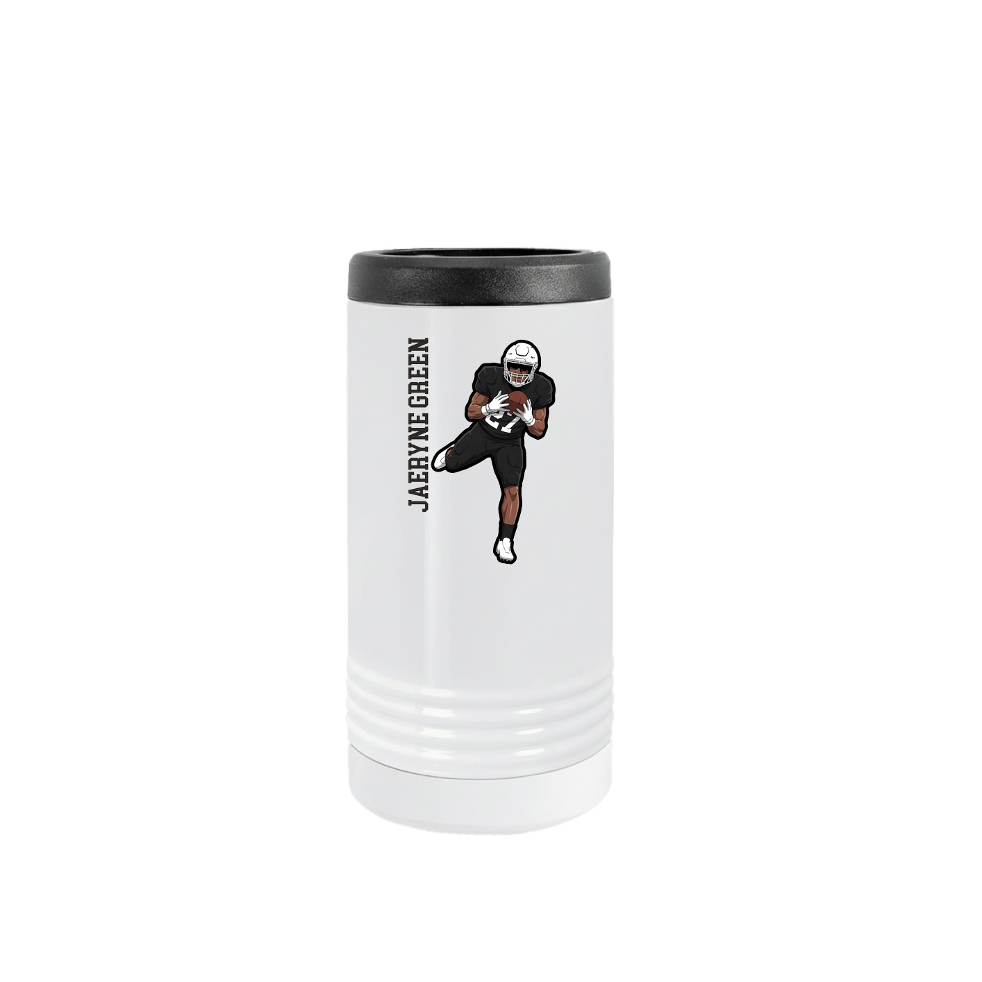 Slim Beverage Holder — Name Vertical in White