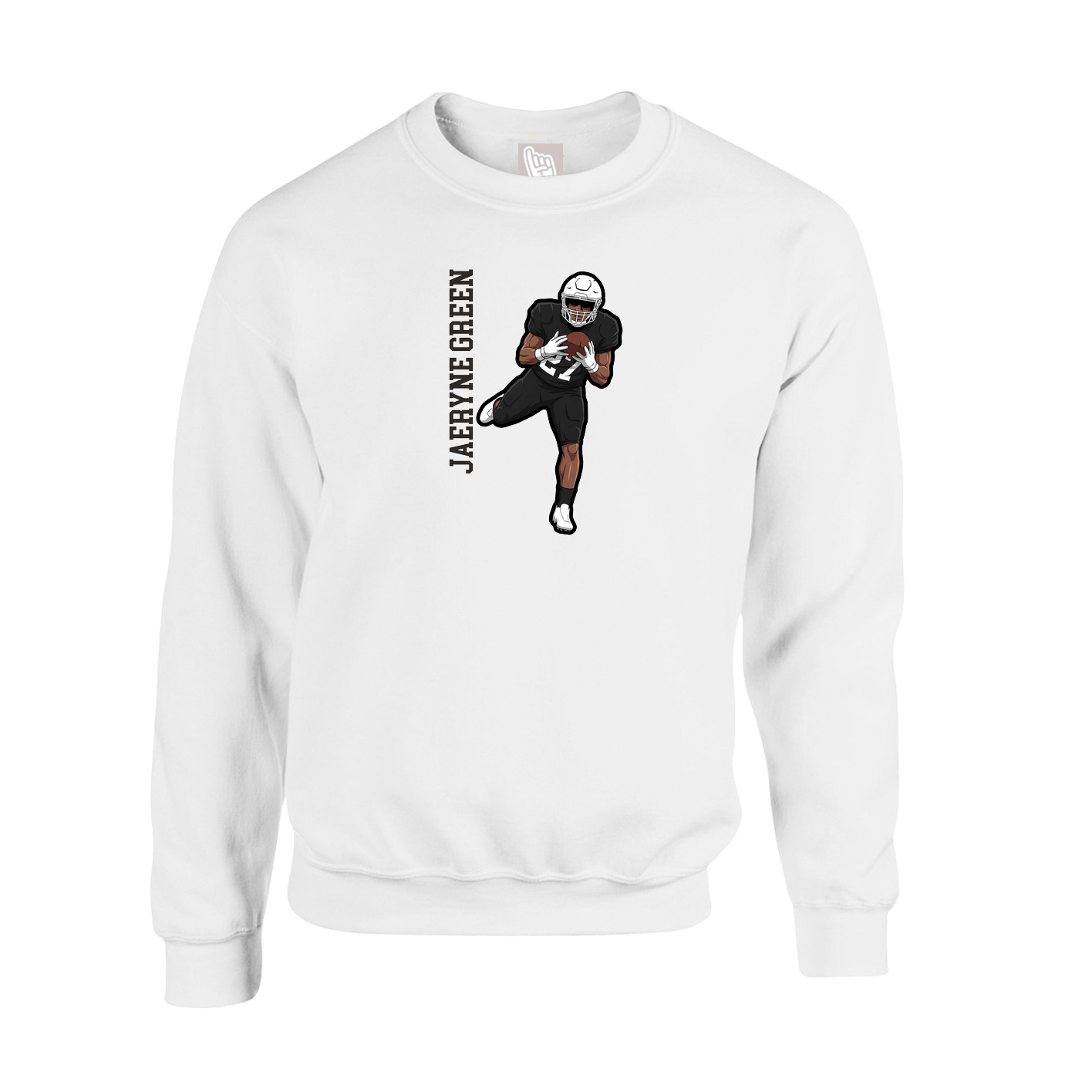 Fleece Crew — Name Vertical in White