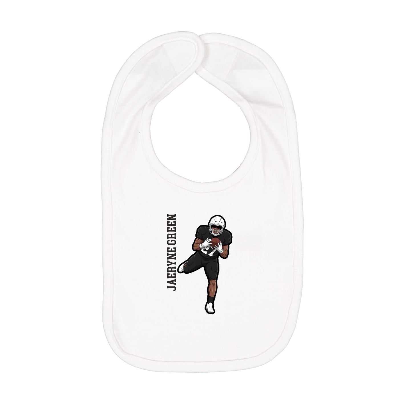 Infant Bib — Name Vertical in White