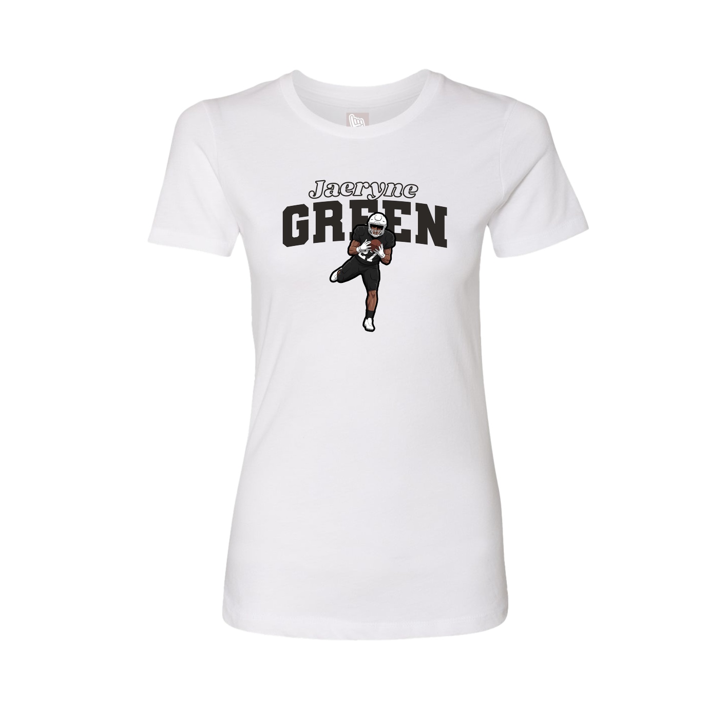 Fitted Women's Tee — Name Arch in White