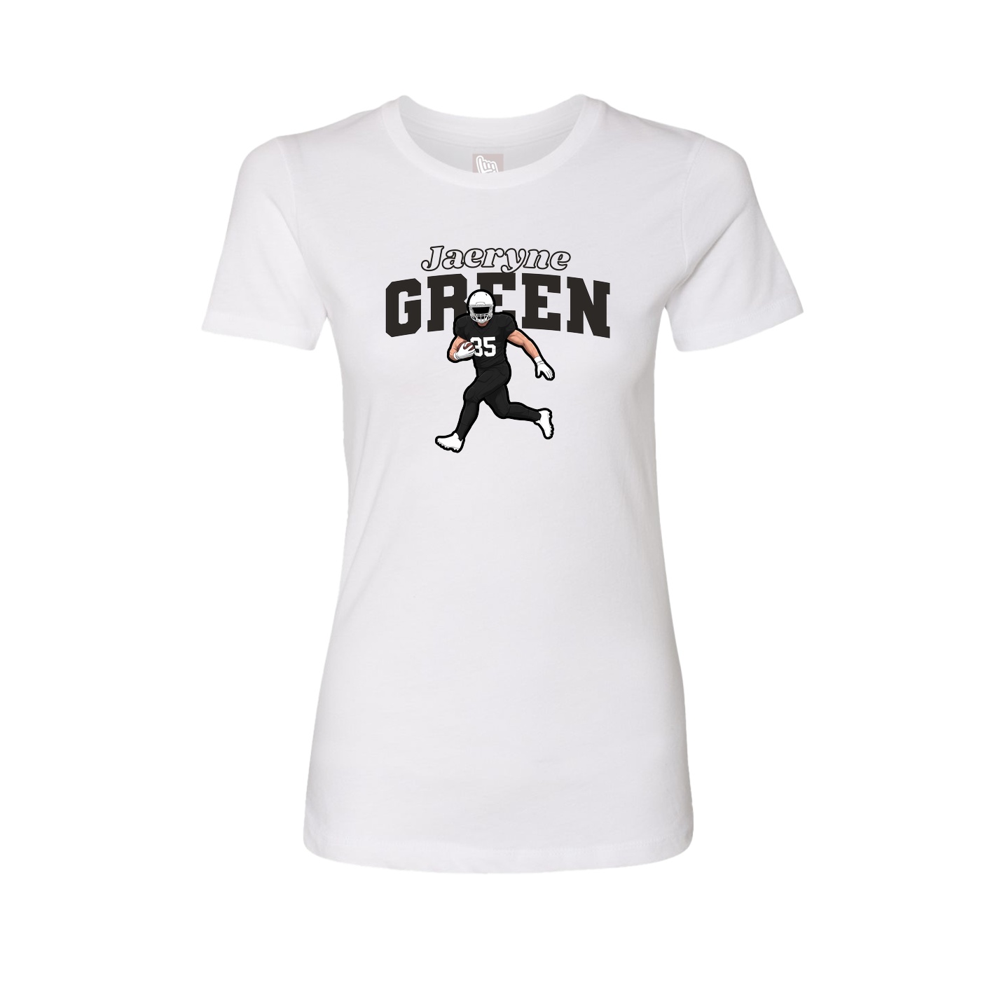 Fitted Women's Tee — Name Arch in White
