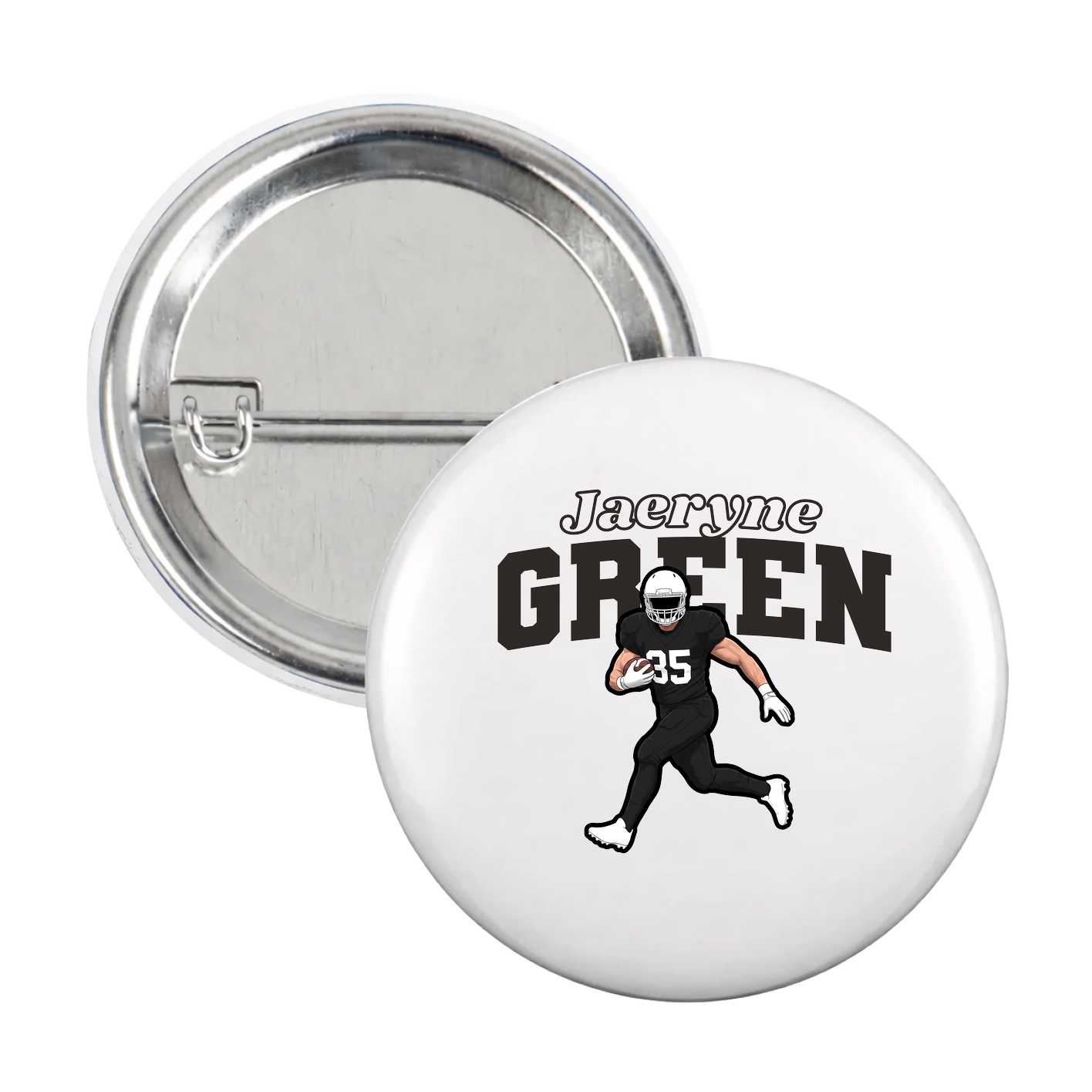Game Day Button — Name Arch in White