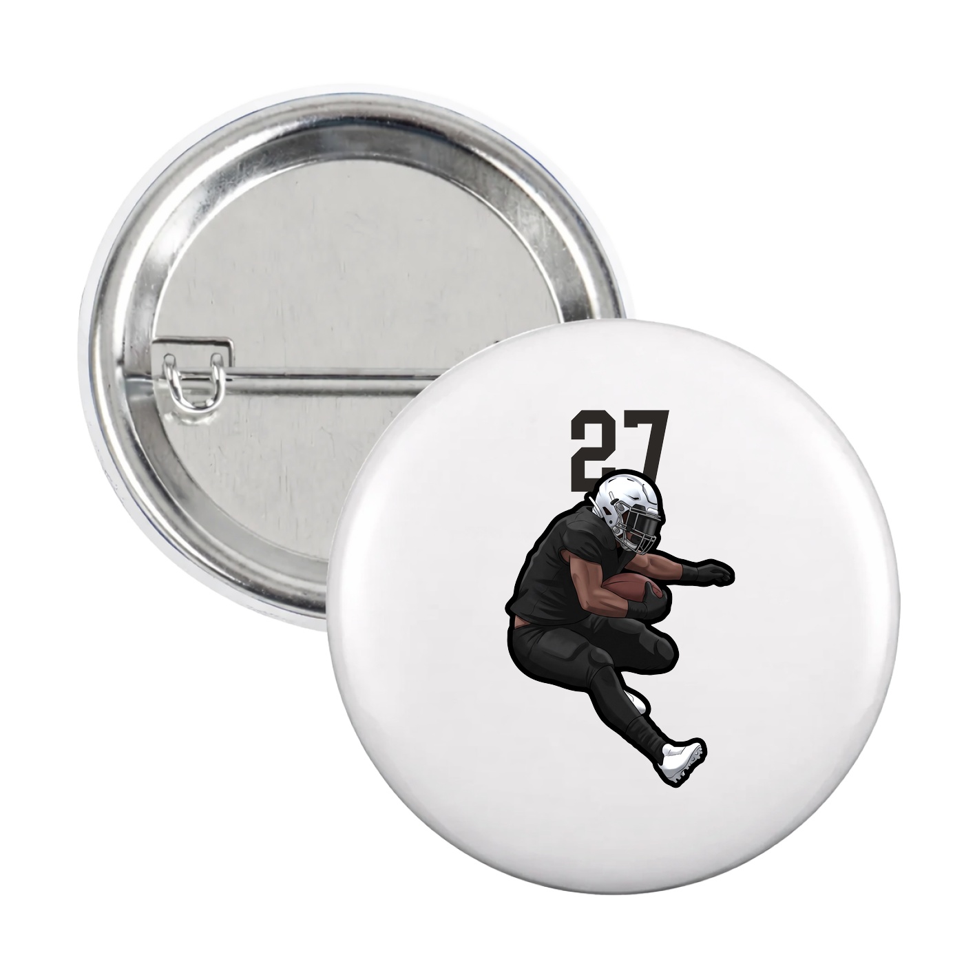 Game Day Button — Number Top in White