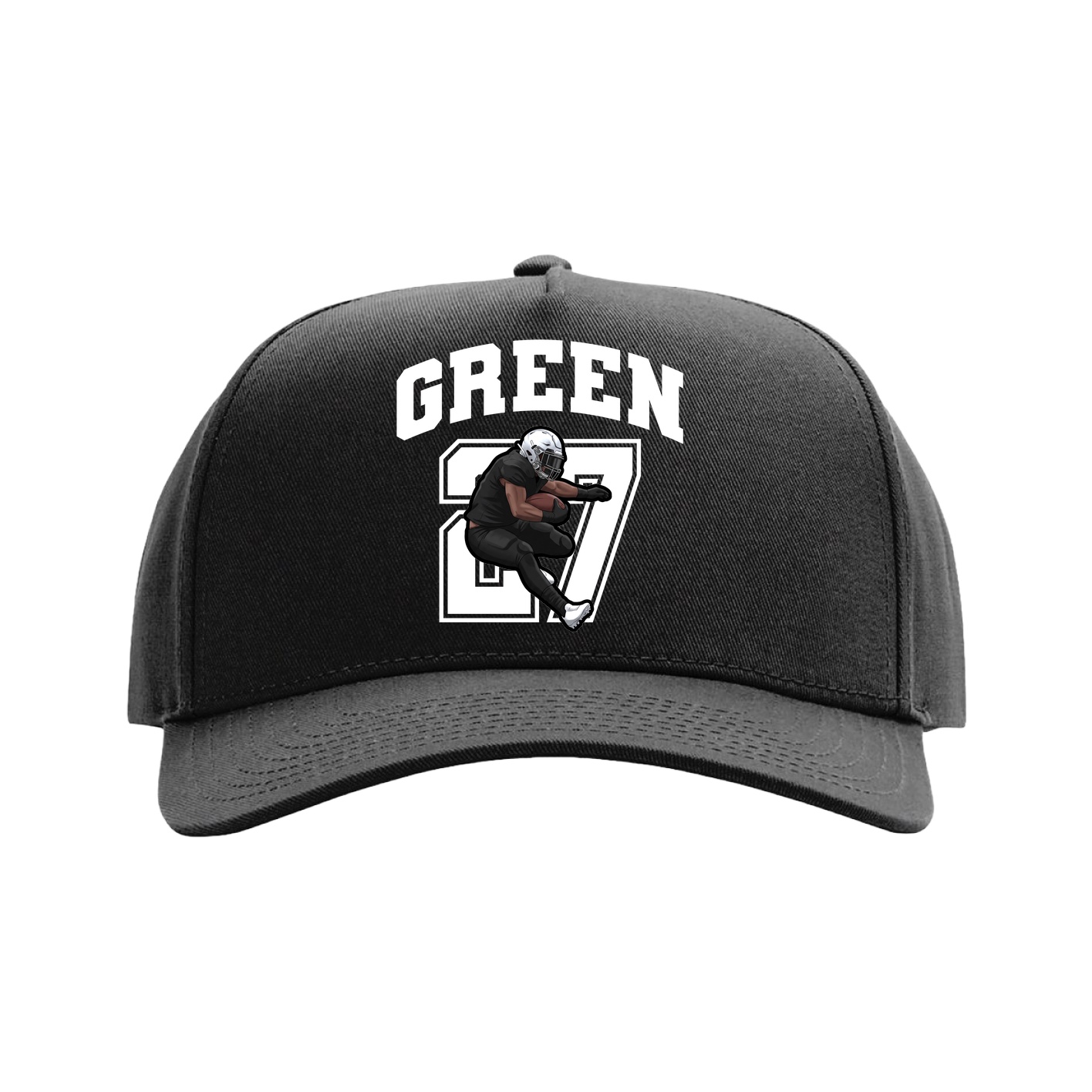 Full Fabric Five-Panel Champ Cap — Number in Black