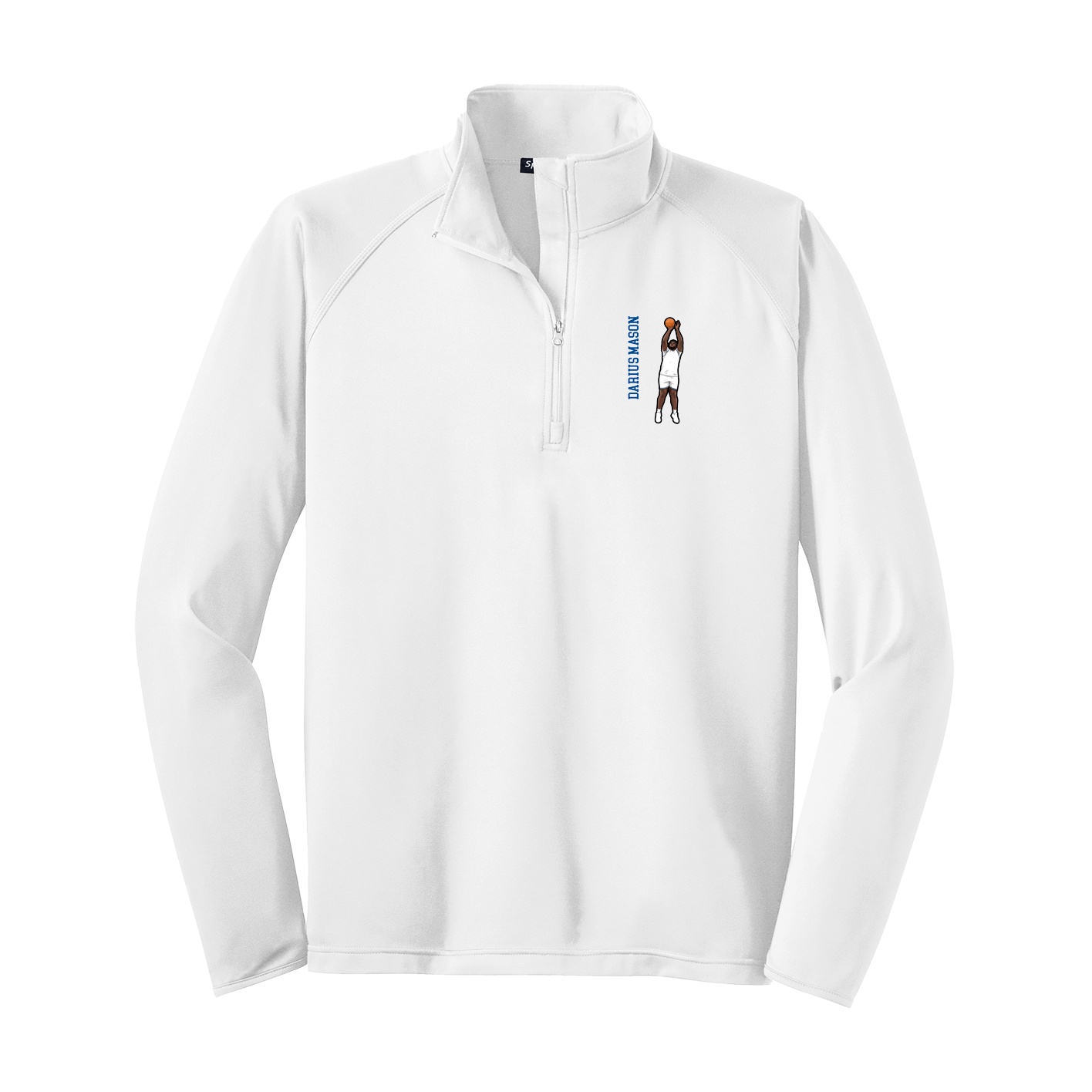 Q-Zip Pullover — Name Vertical in White