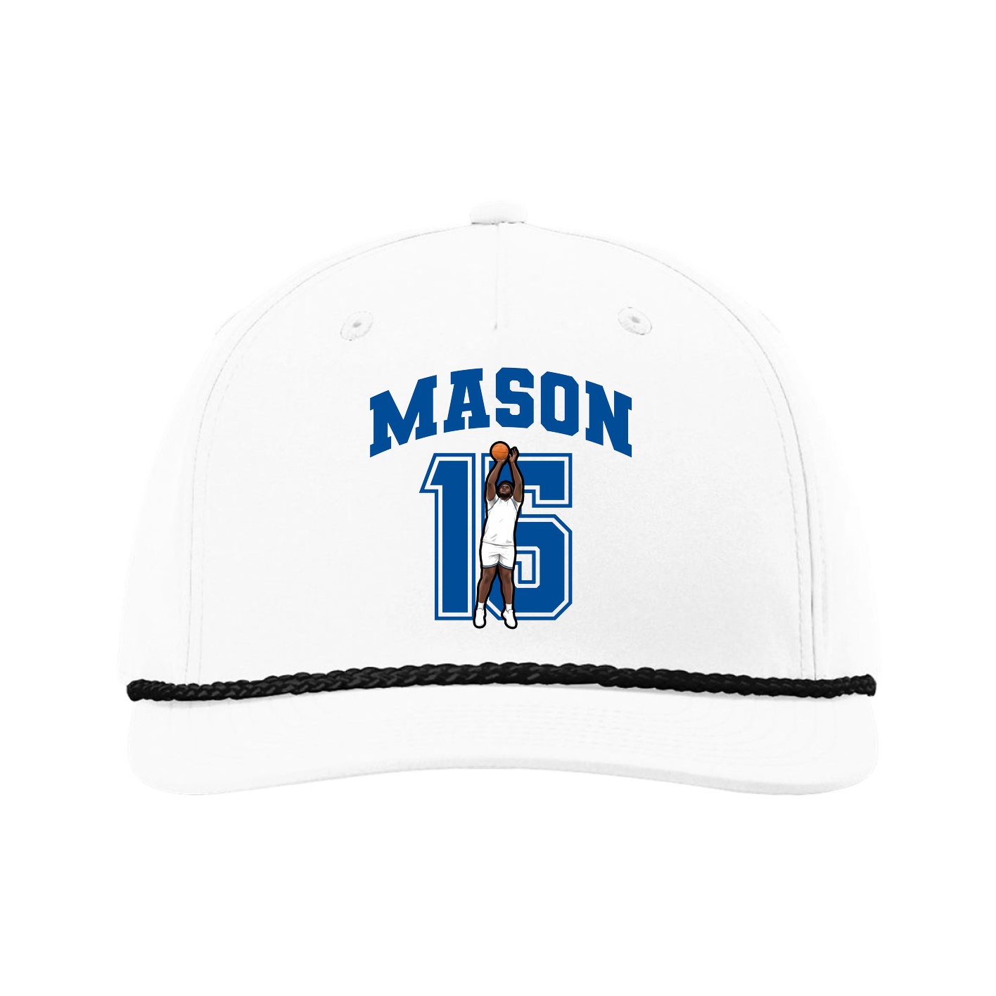 Five-Panel Classic Rope Cap — Number in White