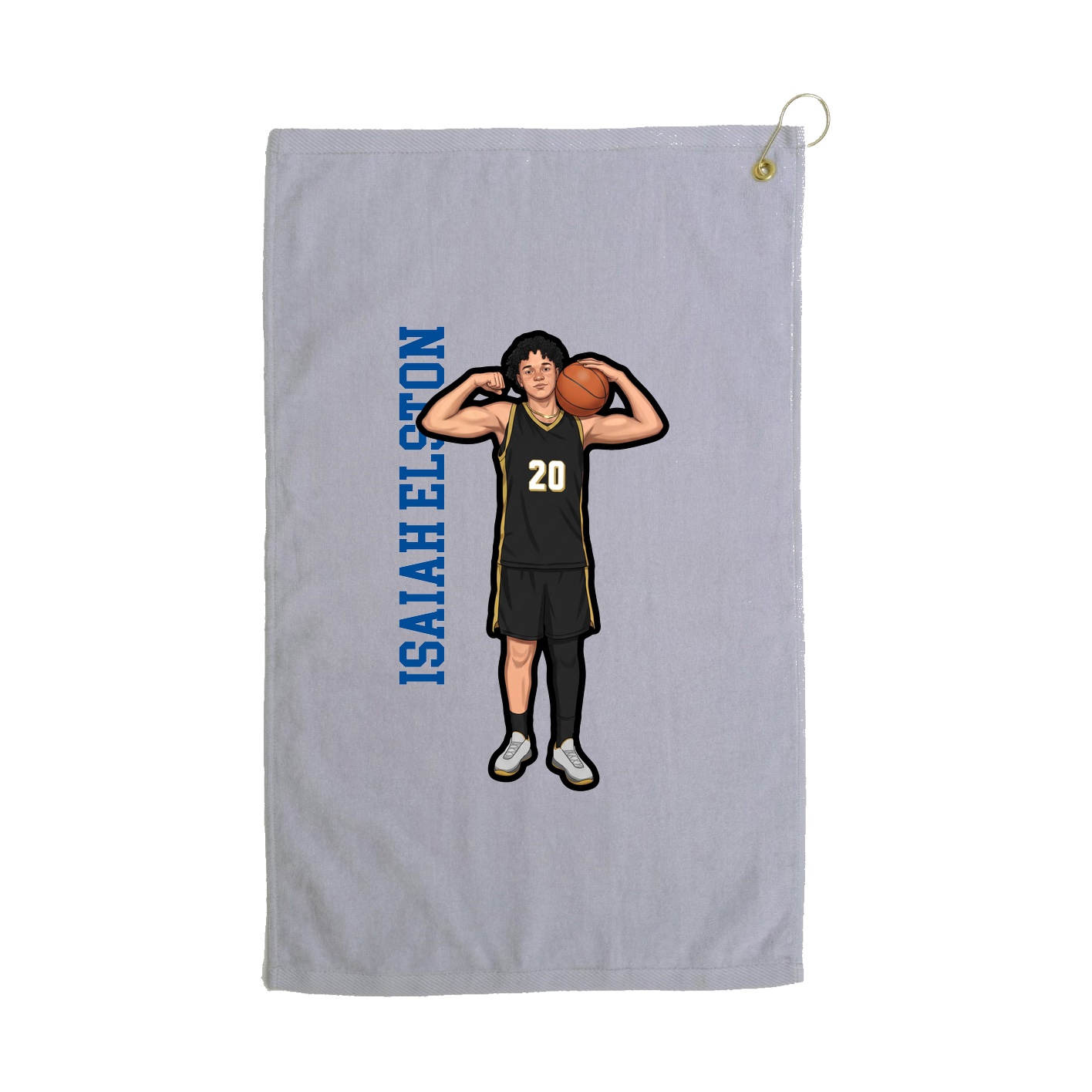 Golf Towel — Name Vertical in Grey