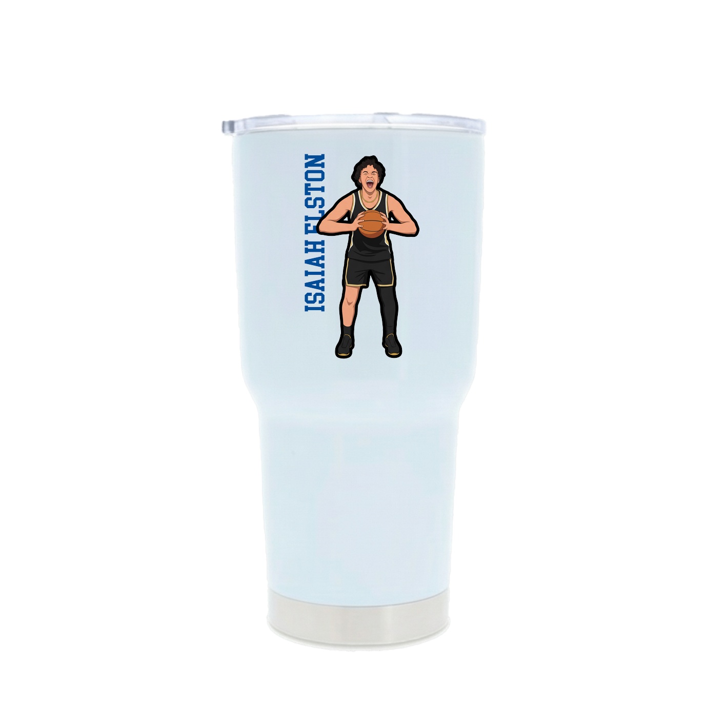 30oz Stainless Steel Tumbler — Name Vertical in White