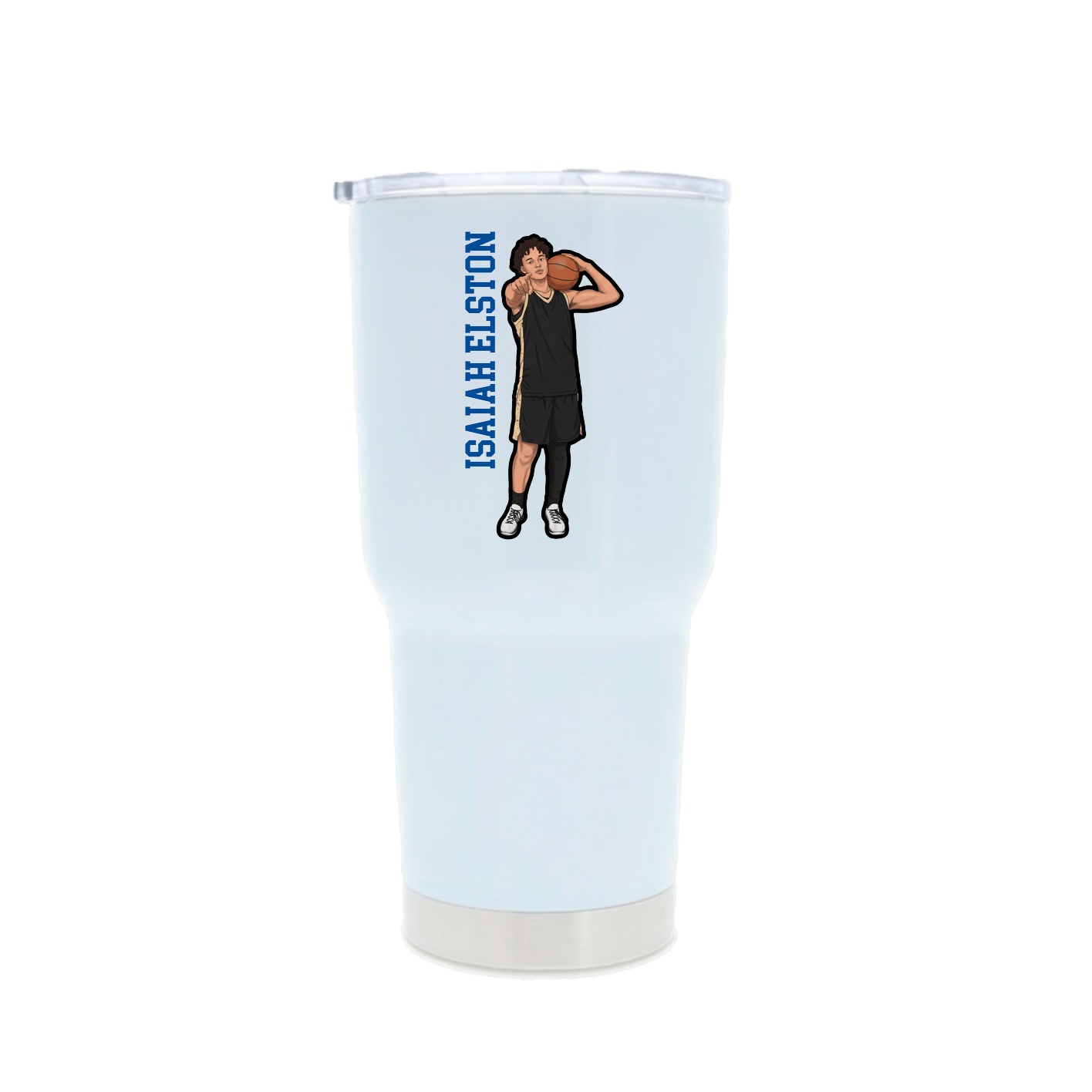 30oz Stainless Steel Tumbler — Name Vertical in White