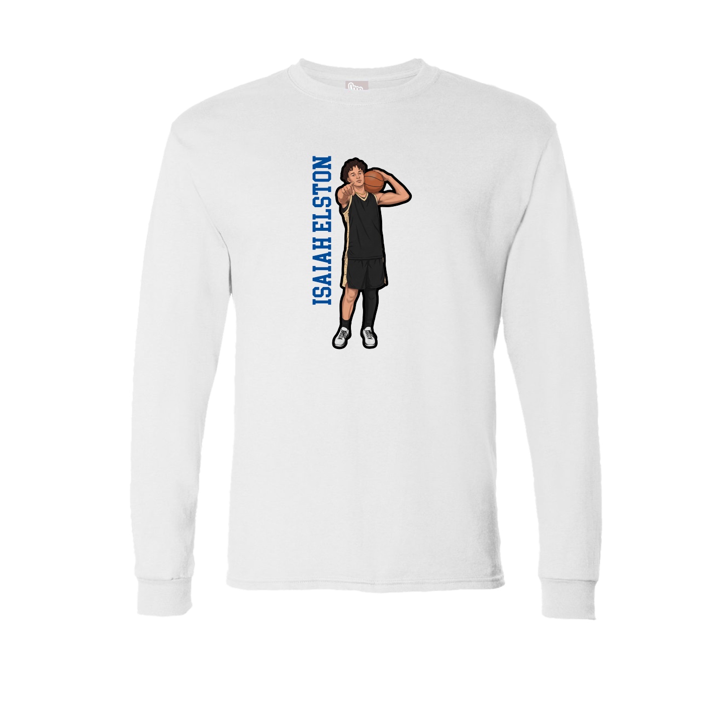 Long Sleeve Tee — Name Vertical in White