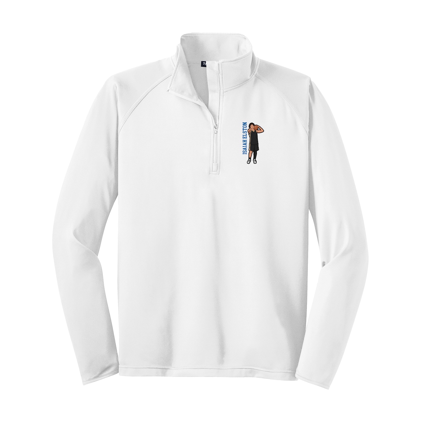Q-Zip Pullover — Name Vertical in White
