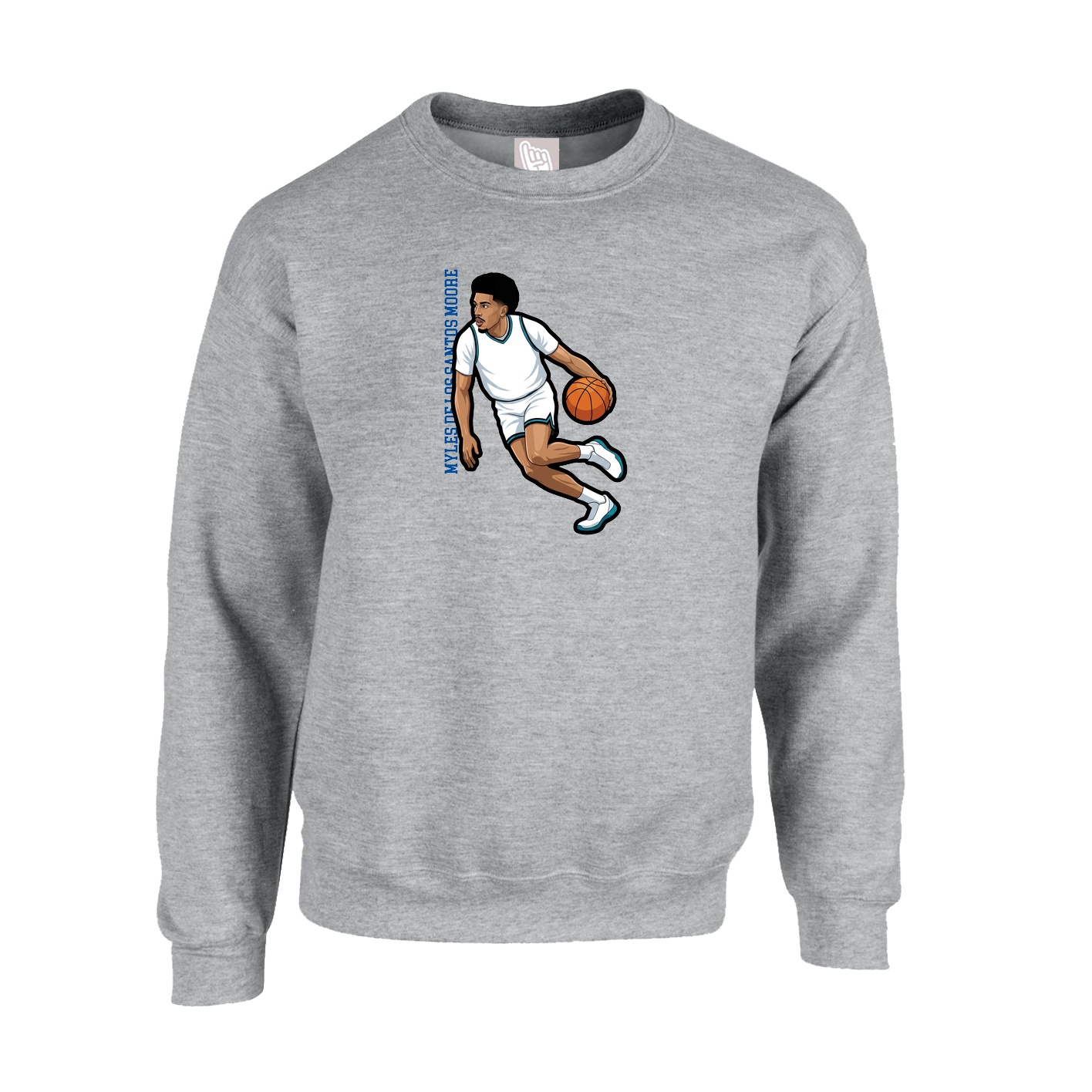 Fleece Crew — Name Vertical in Grey