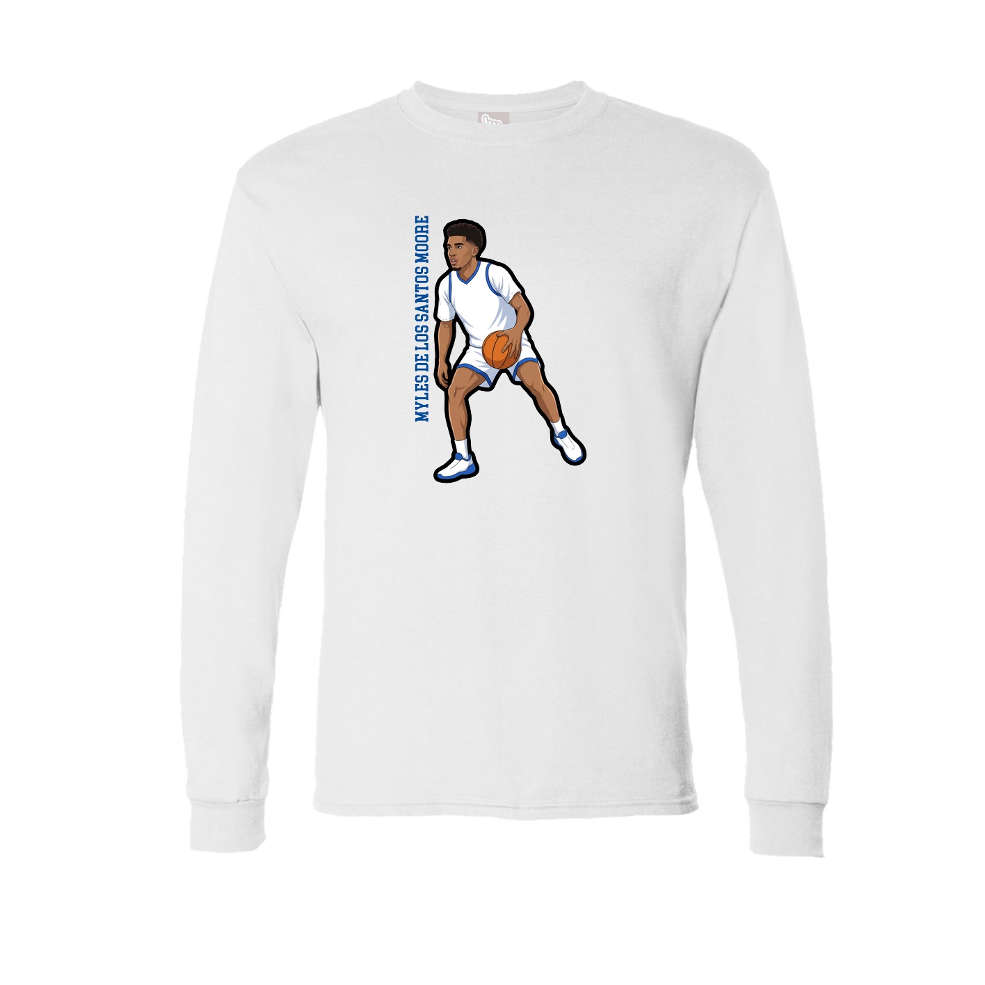 Long Sleeve Tee — Name Vertical in White