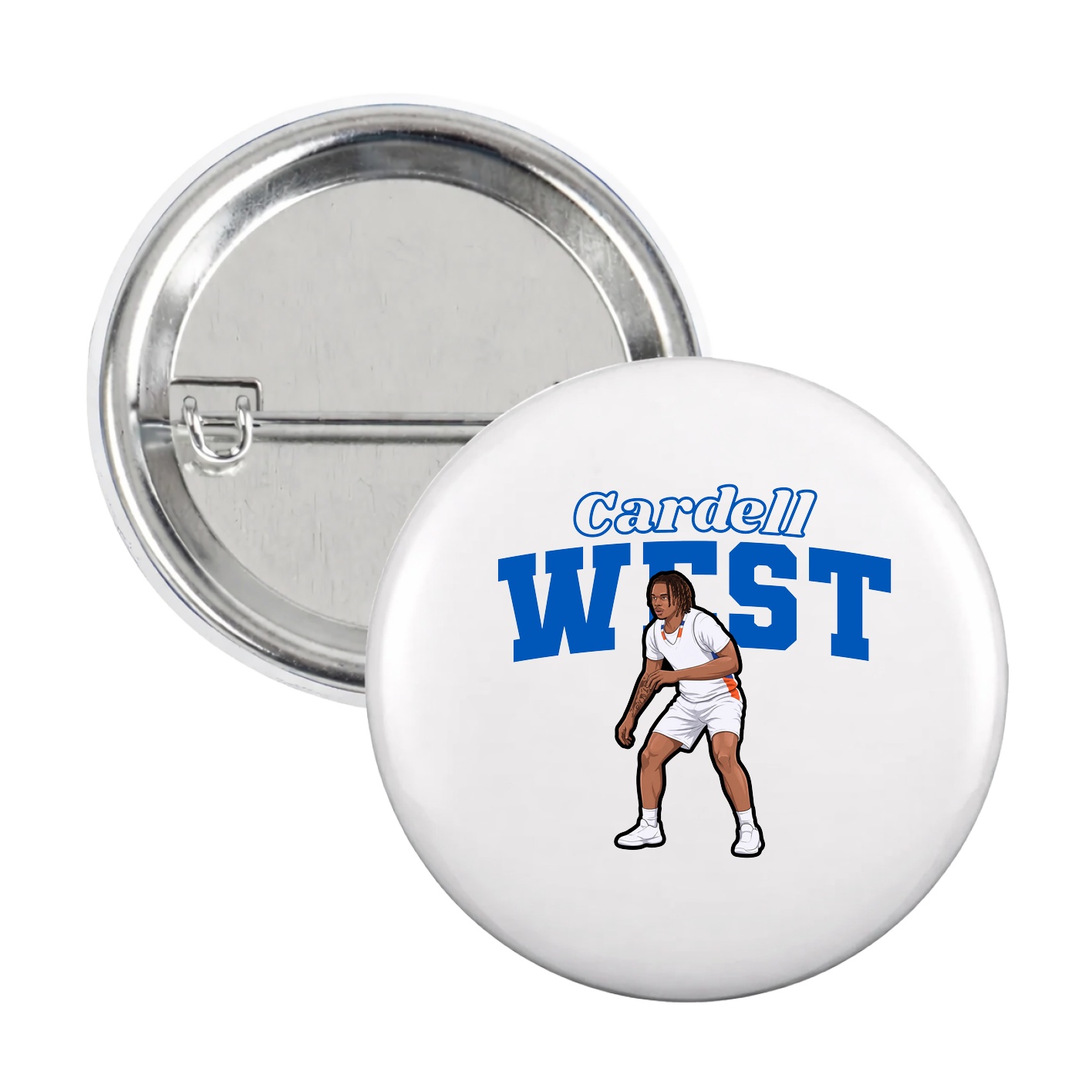 Game Day Button — Name Arch in White