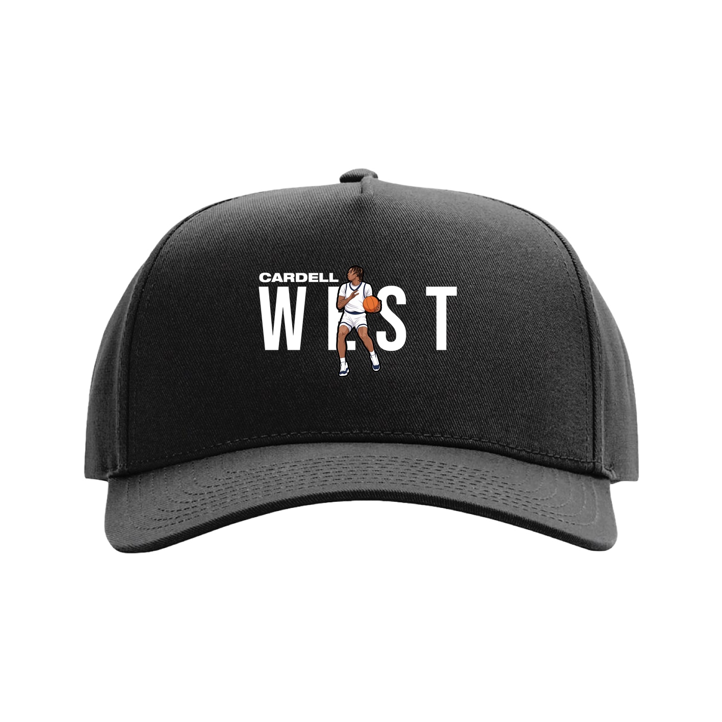 Full Fabric Five-Panel Champ Cap — Player Name in Black