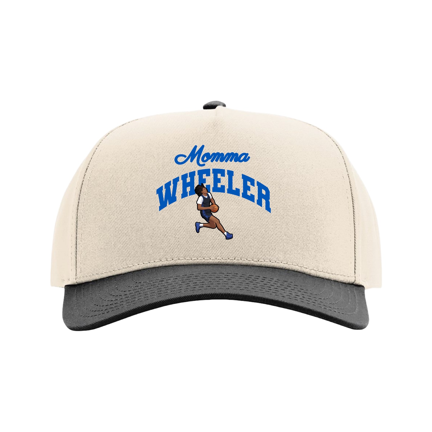 Full Fabric Five-Panel Champ Cap — Mothers Day Arch in Cream/Black