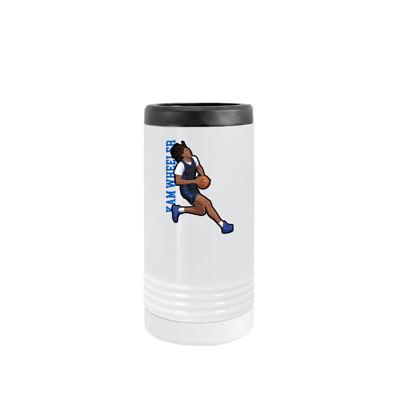 Slim Beverage Holder — Name Vertical in White