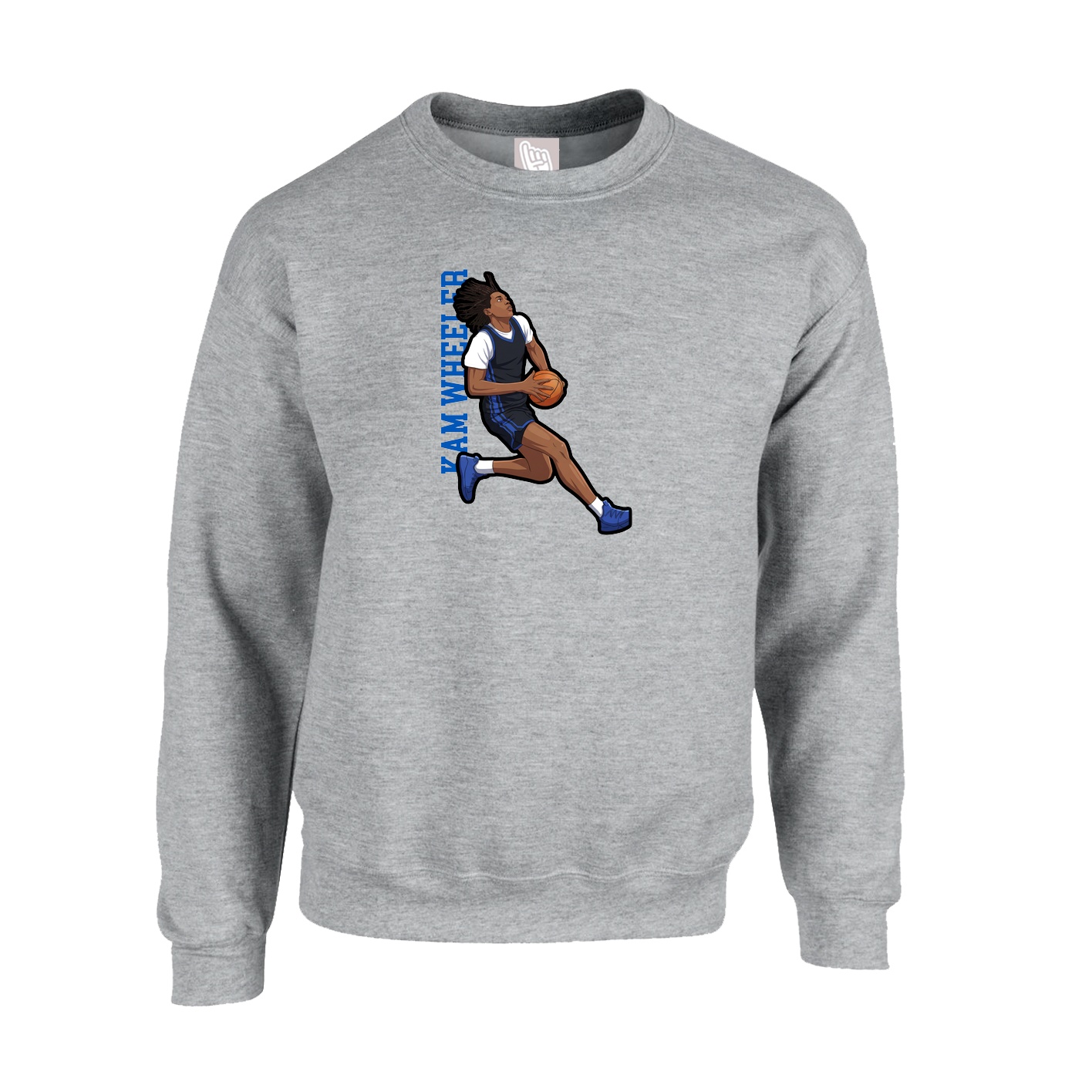 Fleece Crew — Name Vertical in Grey