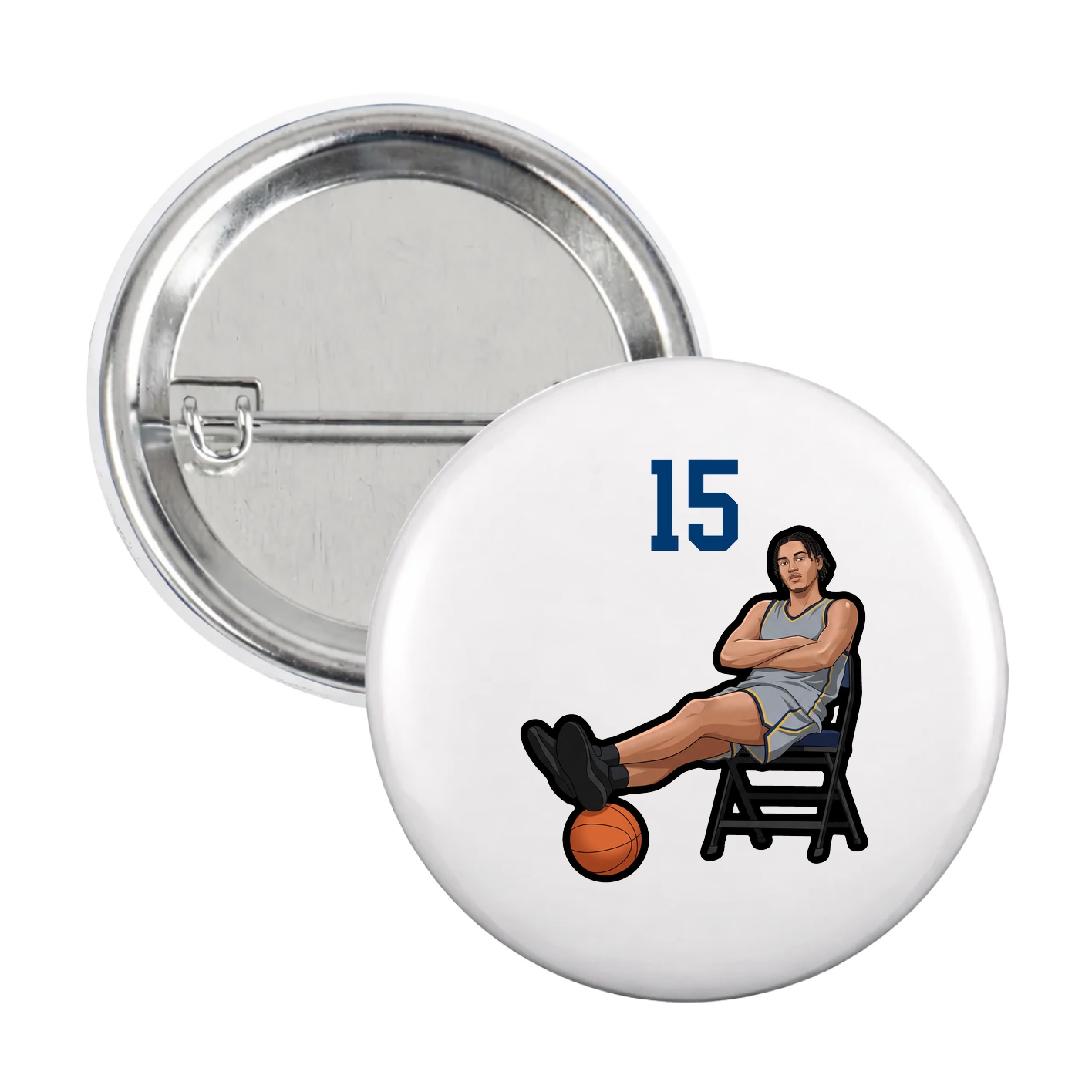 Game Day Button — Number Top in White