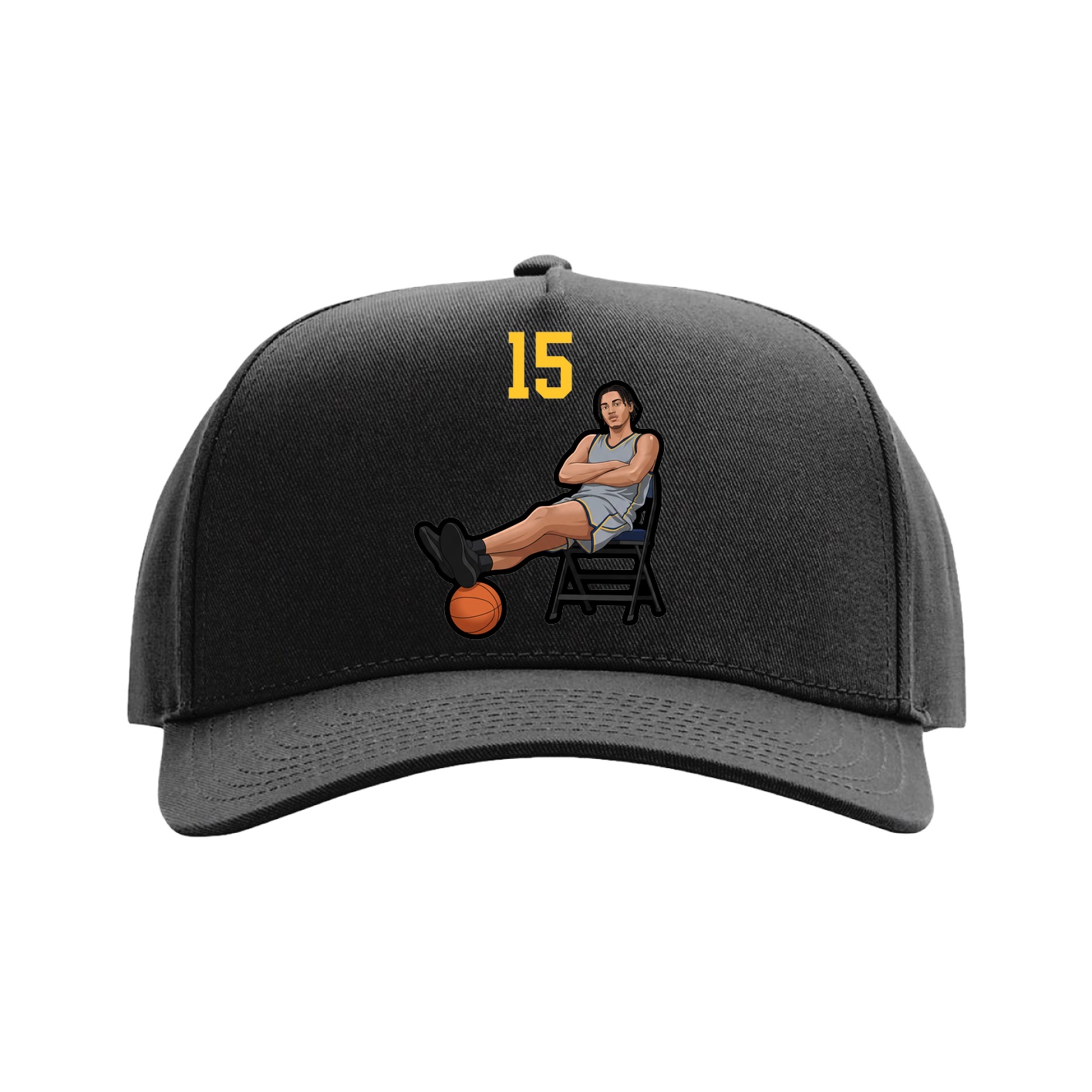 Full Fabric Five-Panel Champ Cap — Number Top in Black